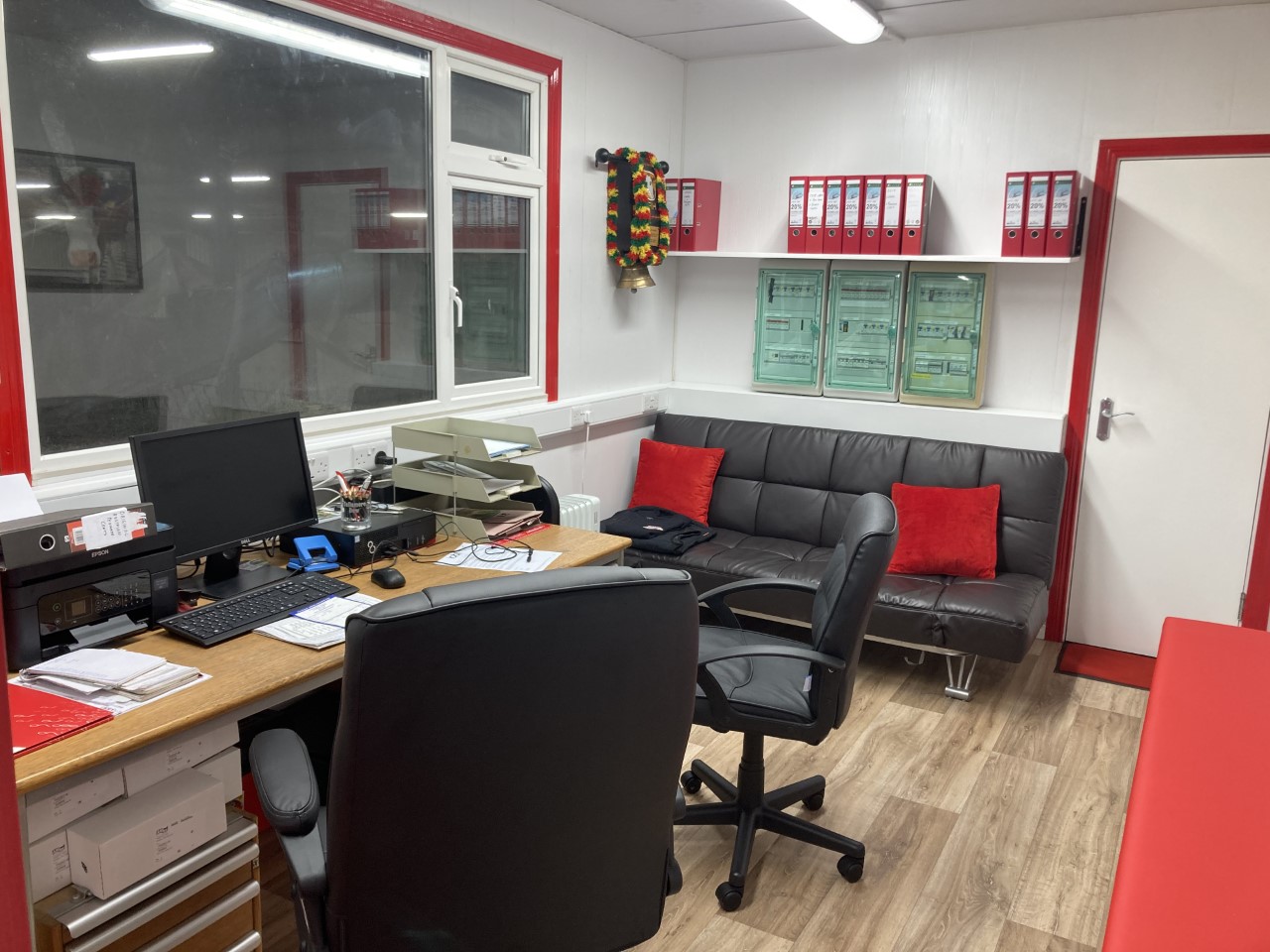 The office which looks down over the cows