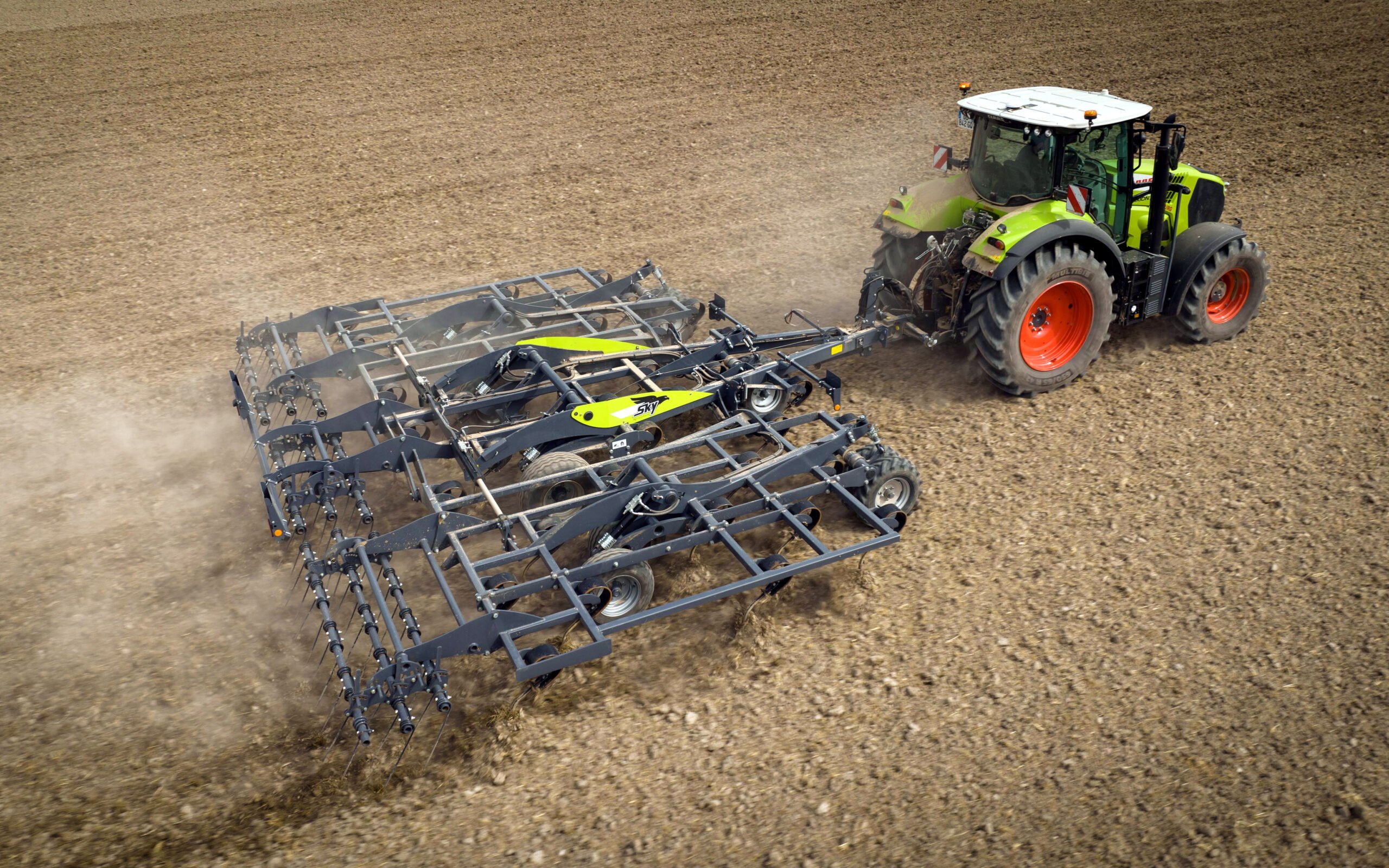 At least one tine runs behind each wheel to ensure all the ground is left unconsolidated
