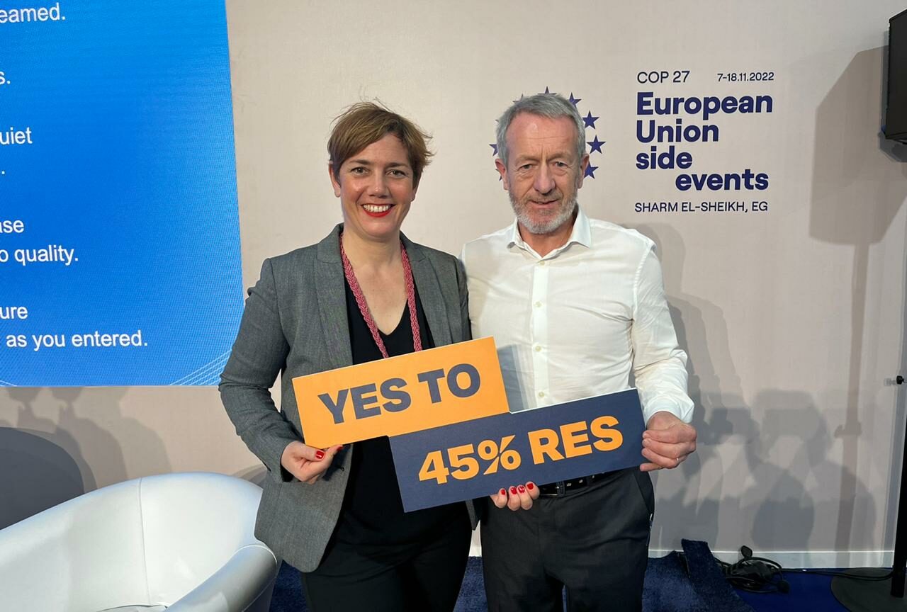 MEP Seán Kelly with the CEO of Solar Power EU, Walburga Hemetsberger at COP27. Image source: MEP Seán Kelly