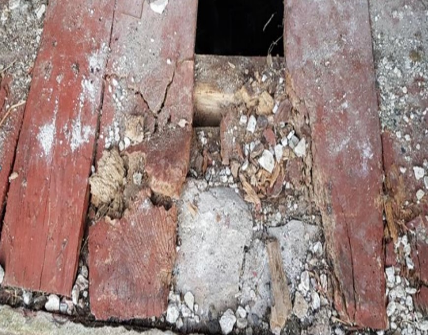 Loft floor at doorway in a dangerous condition