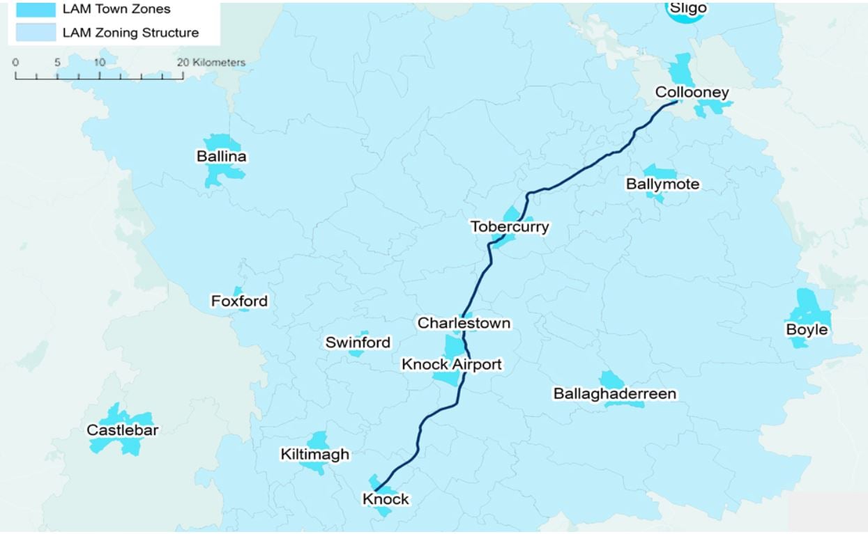 The stretch of the N17 to be upgraded runs from Knock to Collooney. Image: Knock to Collooney Project website