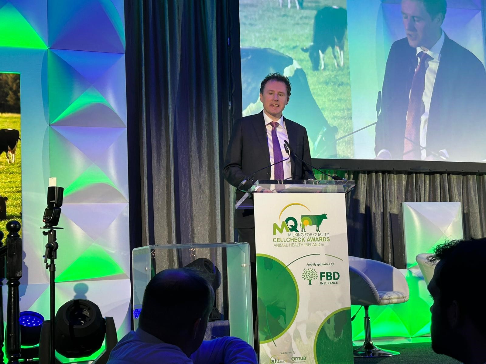 Minister for Agriculture, Food and the Marine, Charlie McConalogue, speaking at the AHI, CellCheck awards