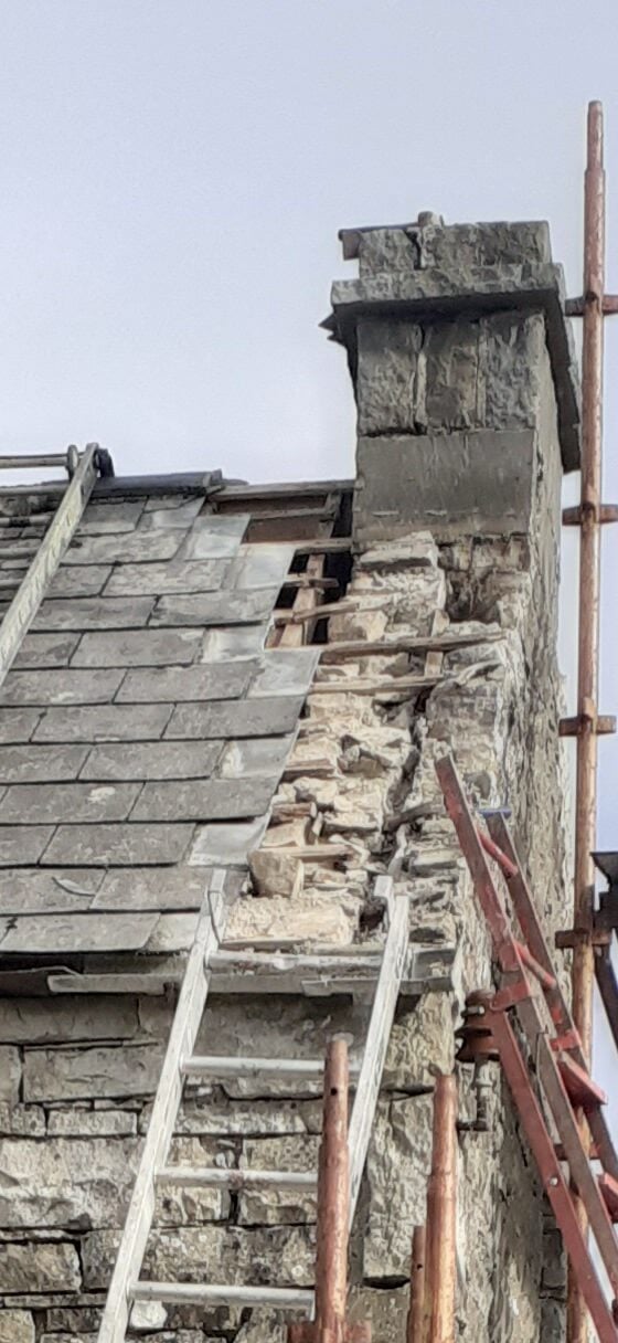 The removal of slates revealed timber damage