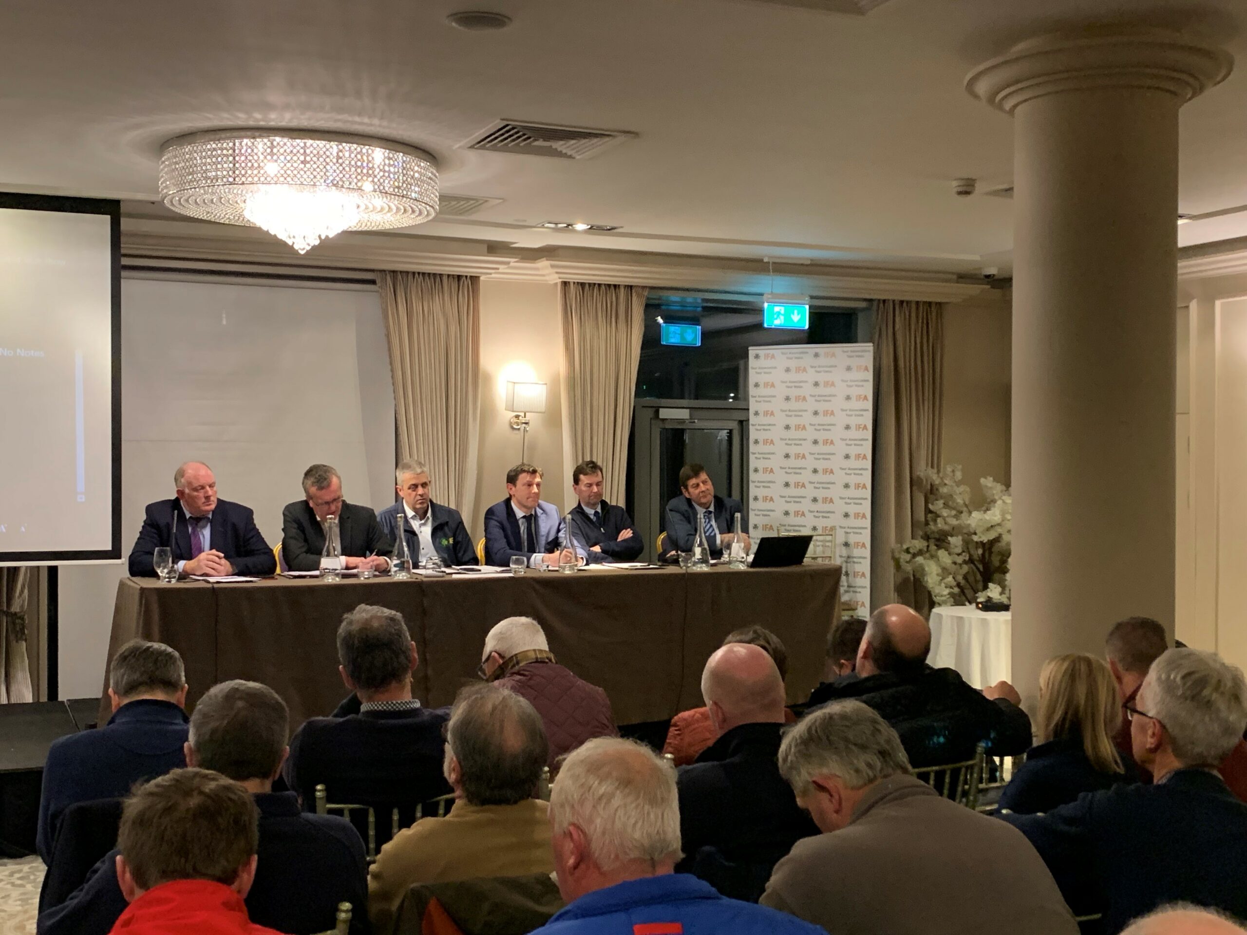 L-R: Francie Gorman, chair; Tim Cullinan, IFA president; Brendan Golden, IFA livestock chair; Joe Burke, Bord Bia; Aidan Murray, Teagasc and Paul Nolan, Dawn Meats