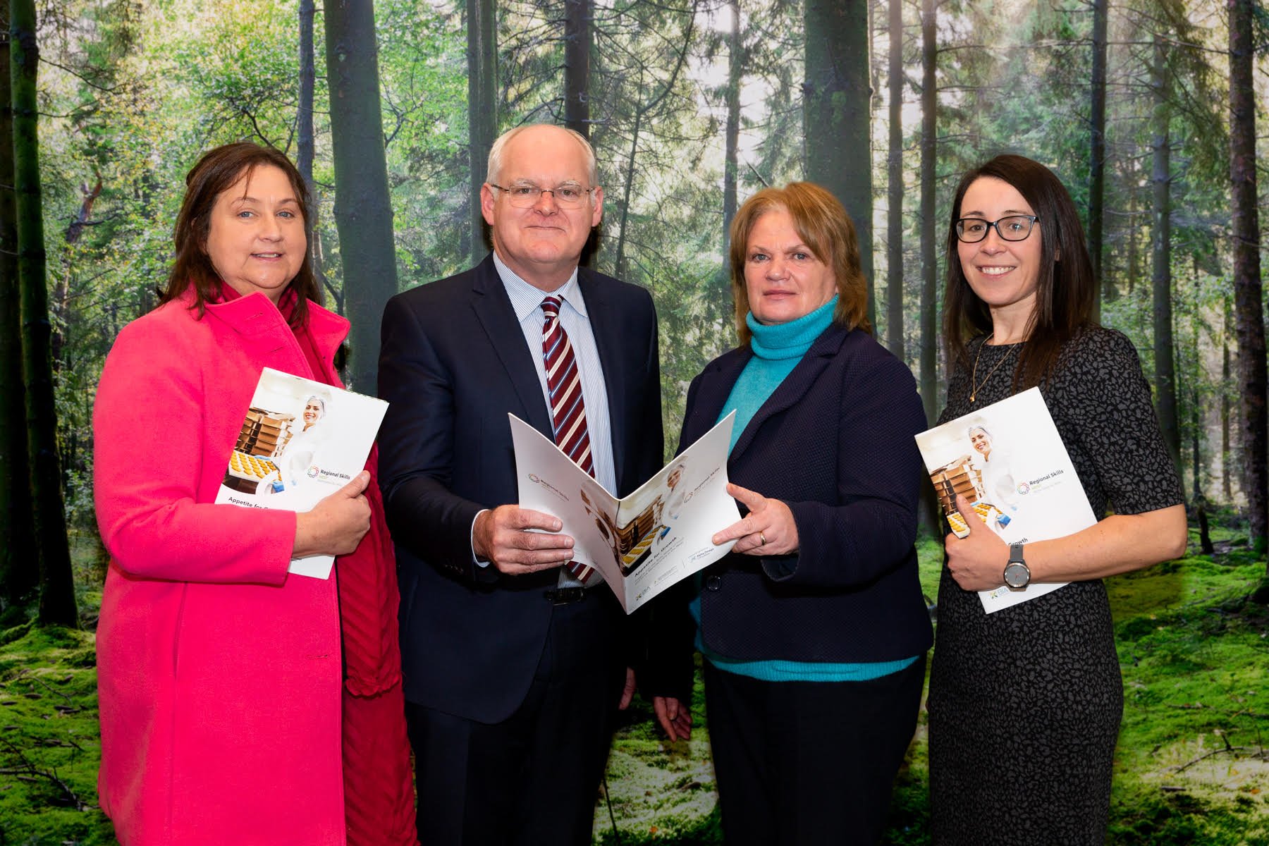 Pictured are Minster of State Rabbitte; chair BIA Innovator Campus, Peter Feeney; chair education sub committee, Eithne Nic Dhonnachadha; and Regional Skills Forum manager for the west, Denise Rocks. Image source: Martina Regan