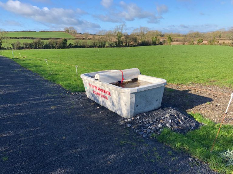 Water troughs such as this one out on the grazing platform should be emptied to reduce the risk of water freezing and cracking it