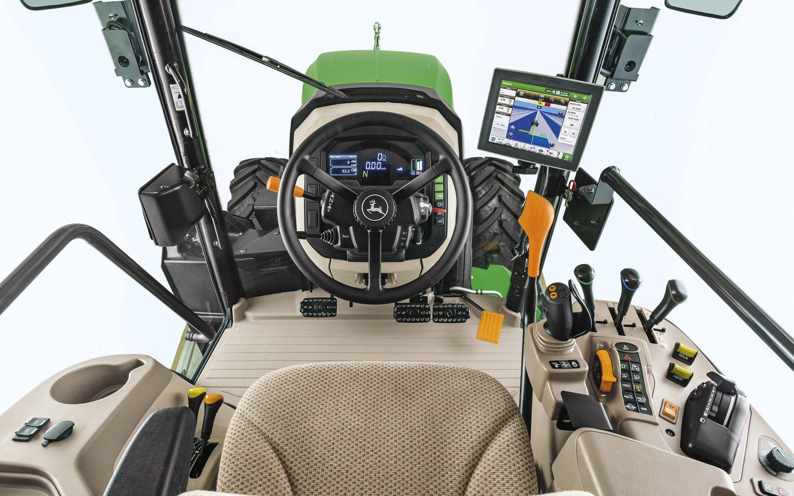 The cab may be fully equipped for automatic guidance and record keeping