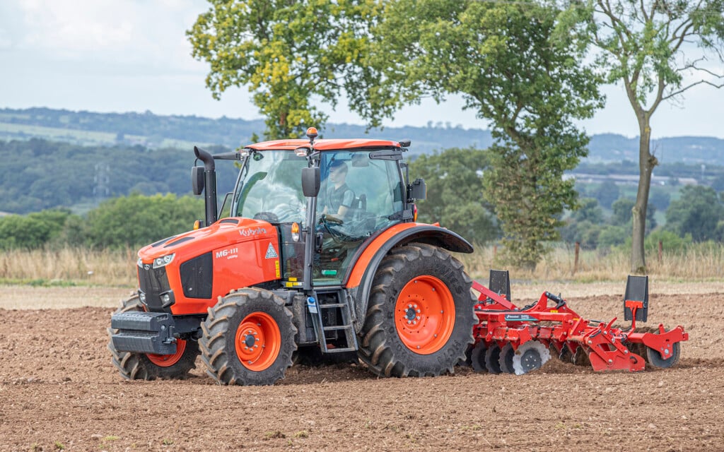 The smaller M6001 series tractors are compact machines for field and yard work