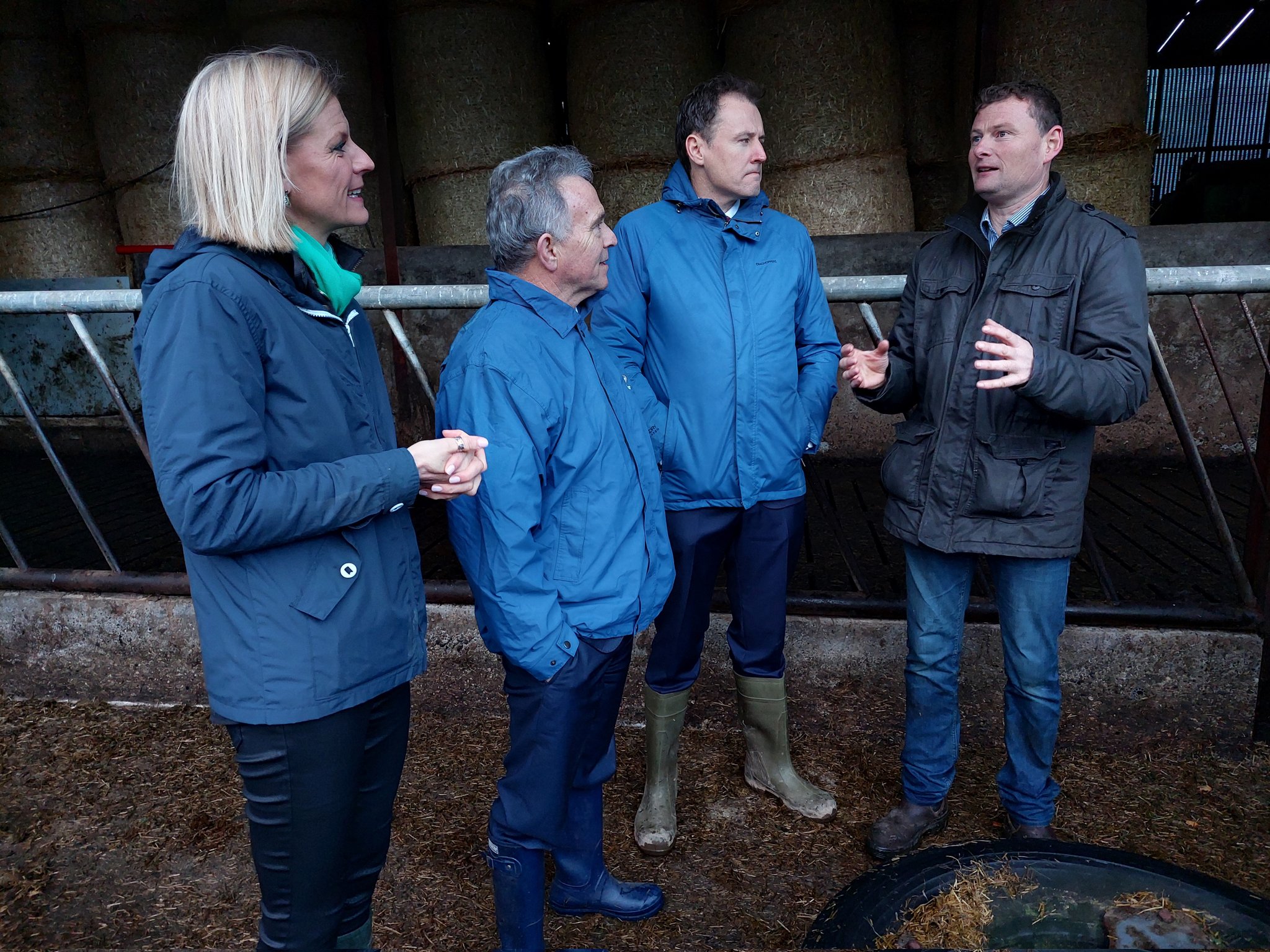 Liam Delaney hosting a visit to his farm in Co. Laois in 2022 which included Minister McConalogue, Minister Hackett and Seán Fleming TD Source:@McConalogue