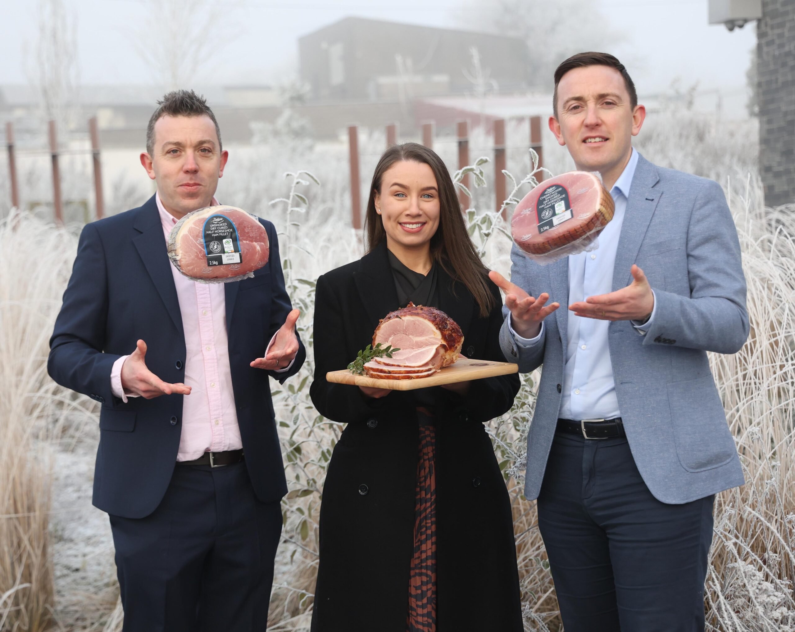 Claire Mulrennan, senior buyer, Lidl Ireland with David Brett, managing director, Honeyvale and&nbsp;John Brett, commerical director, Honeyvale. Image: Robbie Reynolds