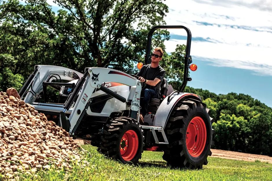 A large range of loader attachments is available for the compact tractors