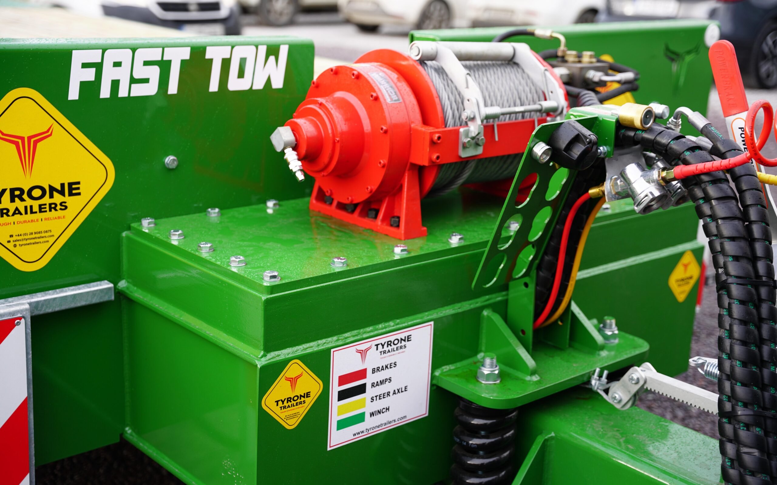 The winch can pull up to 20t with the use of a snatch block