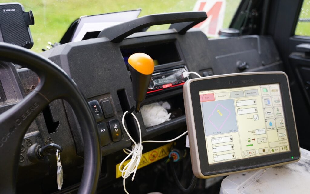 The service starts with field mapping and soil sampling using a John Deere Gator