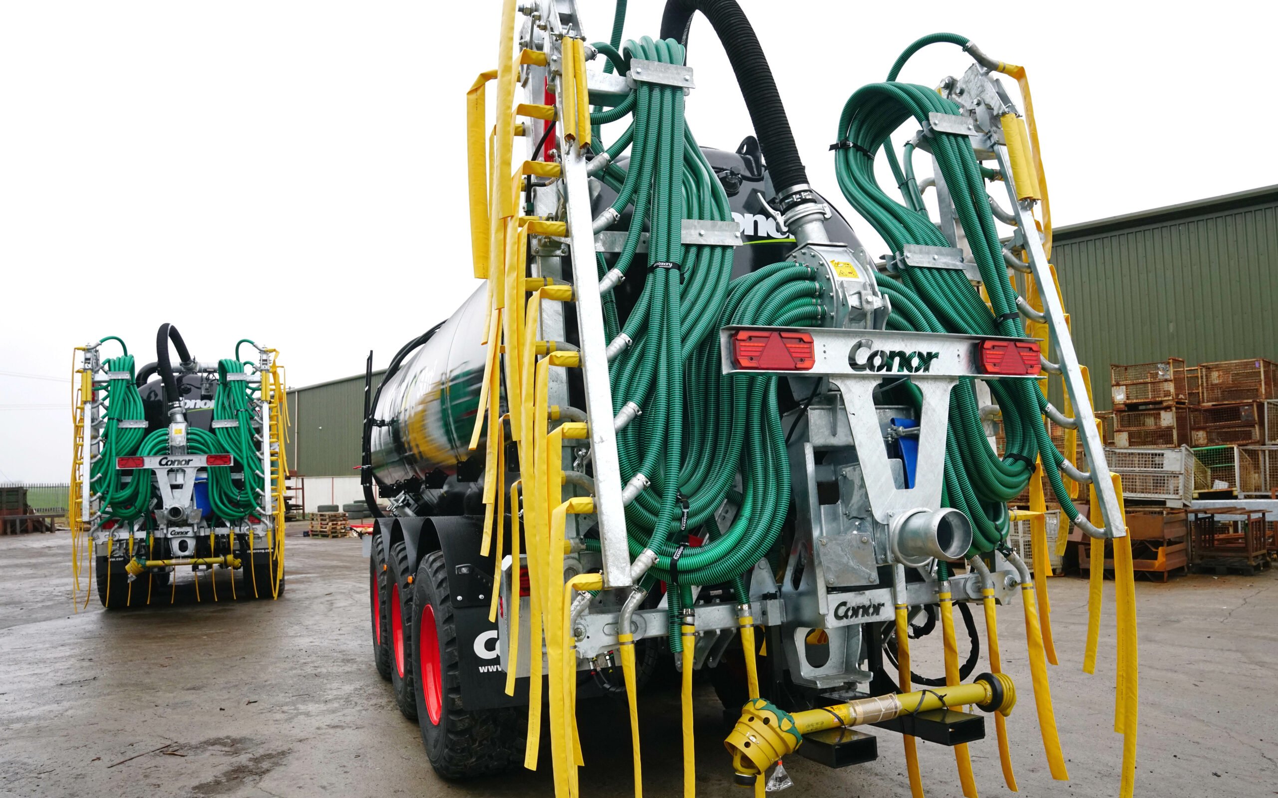 The four section booms fold down before automatically folding outwards to cover a full 12m