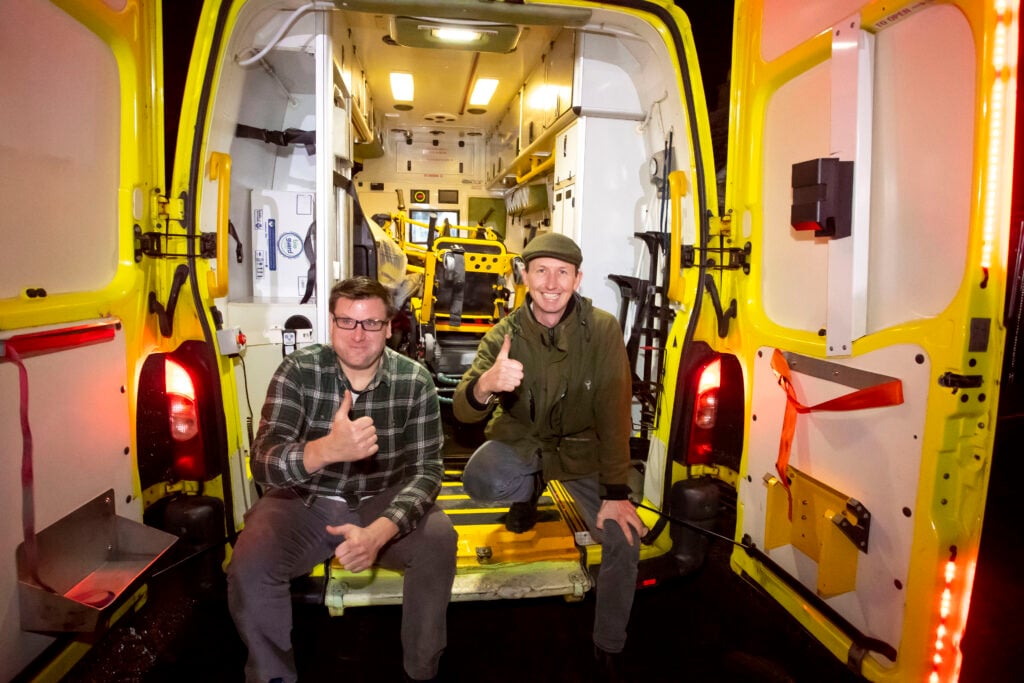 Darach Powell from Clonmel and Roger O’Byrne from Kilmacthomas who will drive the ambulance to Ukraine. Image: Mary Browne