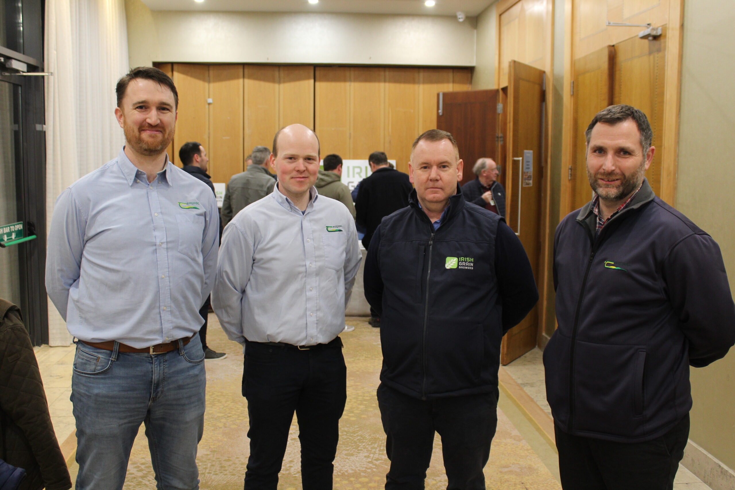 Attending the Irish Grain Growers' Group regional meeting in north Co. Dublin earlier this week, (L-R): Shane Kennedy, Teagasc Drogheda; Conor O'Callaghan, Teagasc Drogheda; Bobby Miller, chairman Irish Grain Growers' Group and John Brophy, Teagasc Drogheda