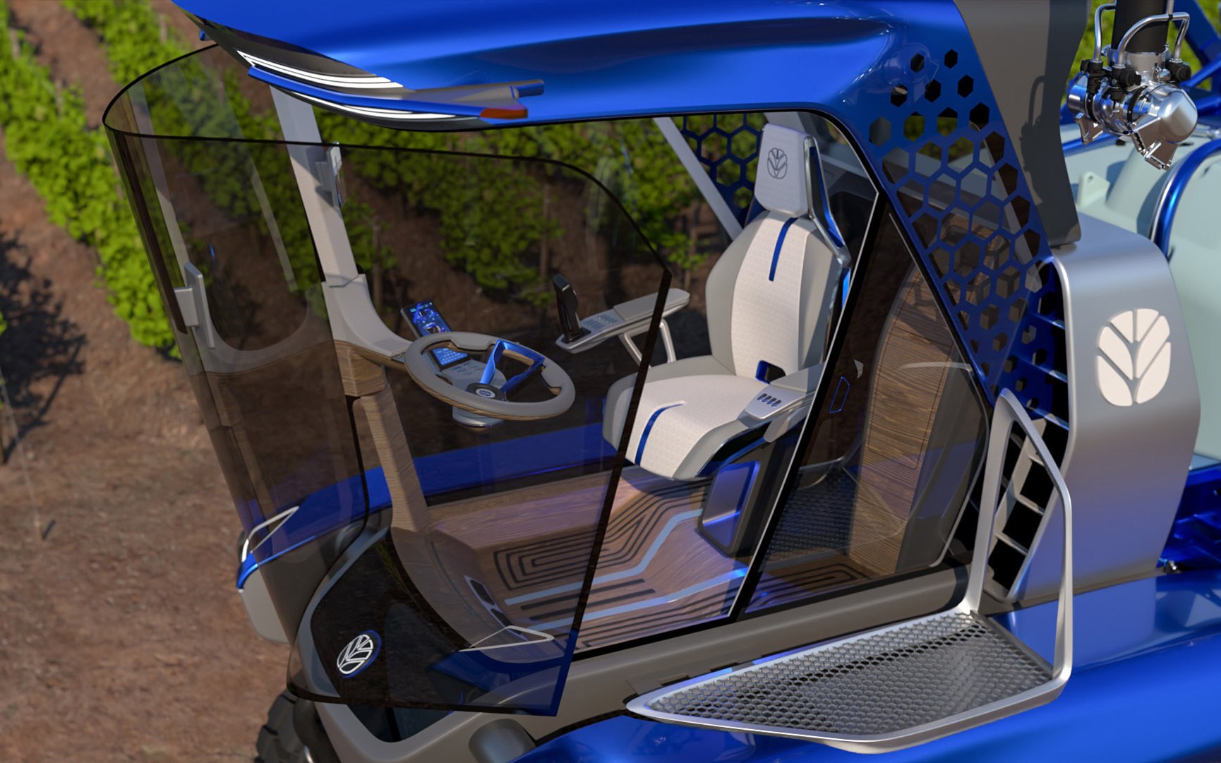 All glass cab and rotating seat offers excellent visability and access.
