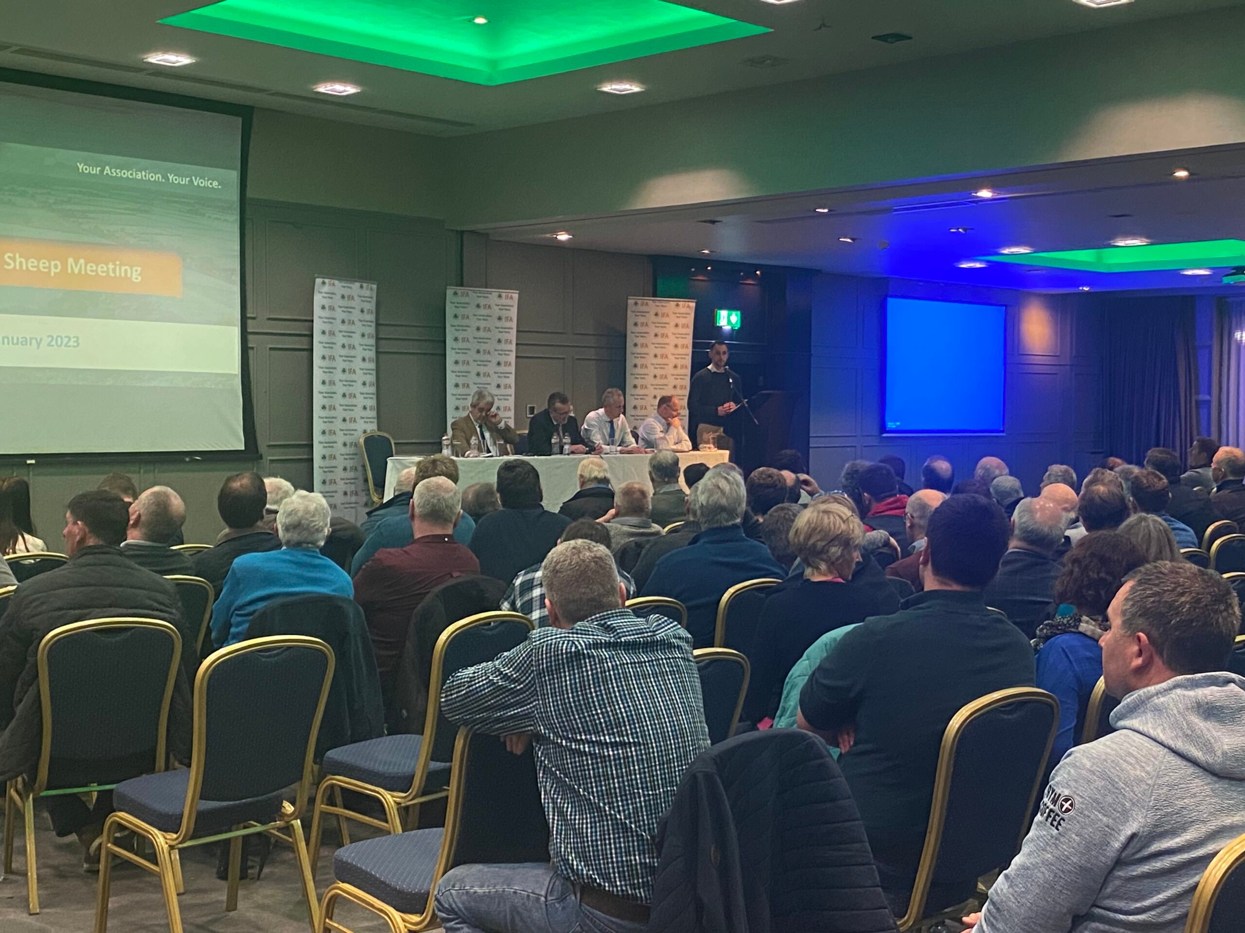 Bord Bia's Seamus McMenamin at the podium at the IFA National Sheep Meeting