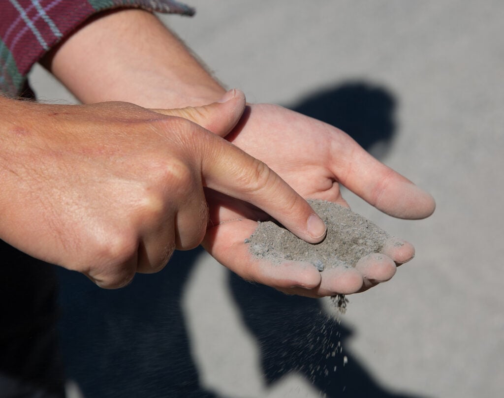 The crushed concrete material that is applied to farmland to sequester carbon. Image: Silicate Carbon