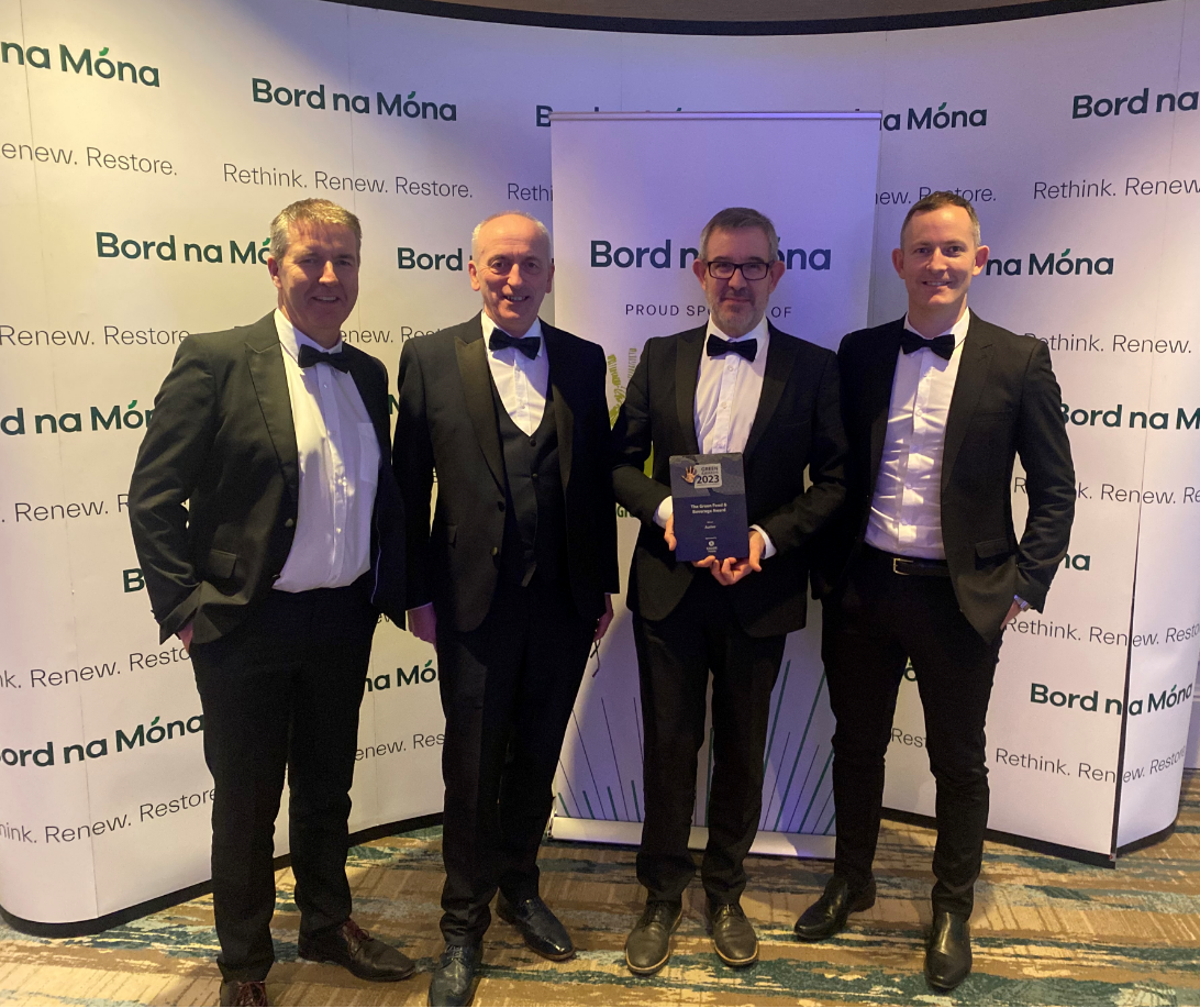 L-R: Seamus Hannon, national account manager Aurivo Consumer Foods, Brendan McGowan, head of finance Aurivo Agribusiness, Etienne Gerard, operations manager Aurivo and Brendan Moran, sustainability project lead Aurivo