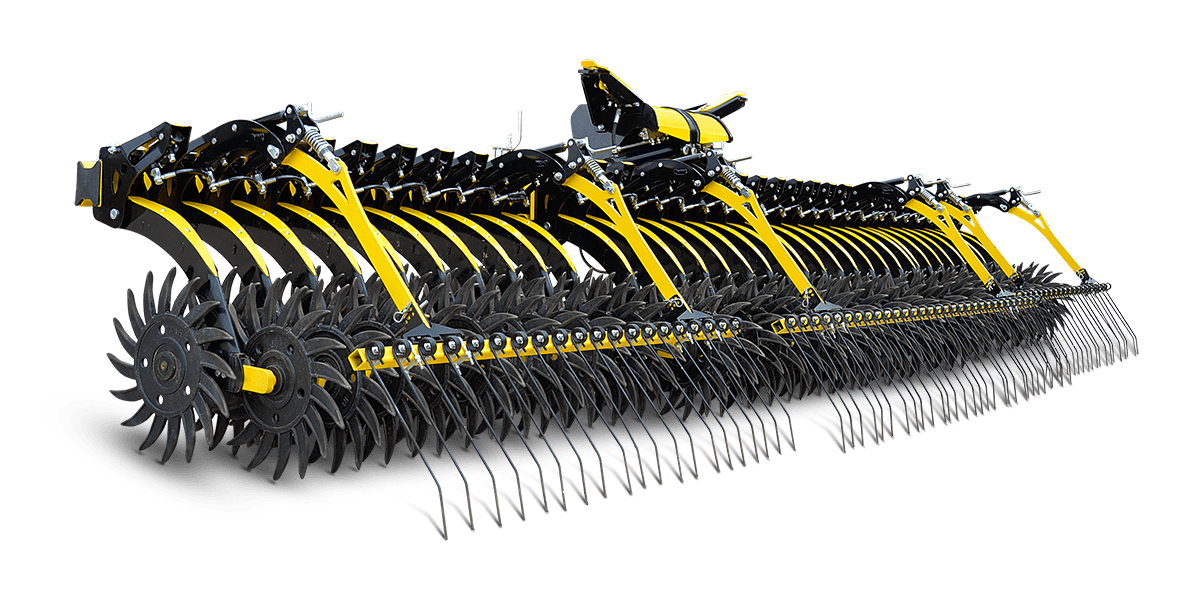 The Helios rotary hoe is designed to take out weeds above seed depth