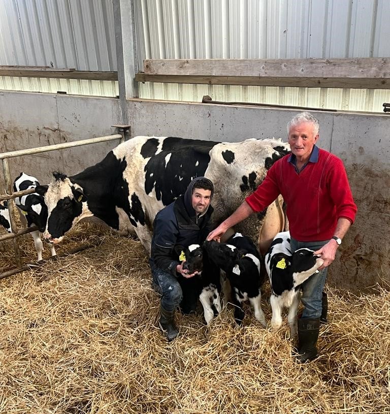 Right to left - John Galvin with his son John Michael and the new arrivals. Image: John Galvin