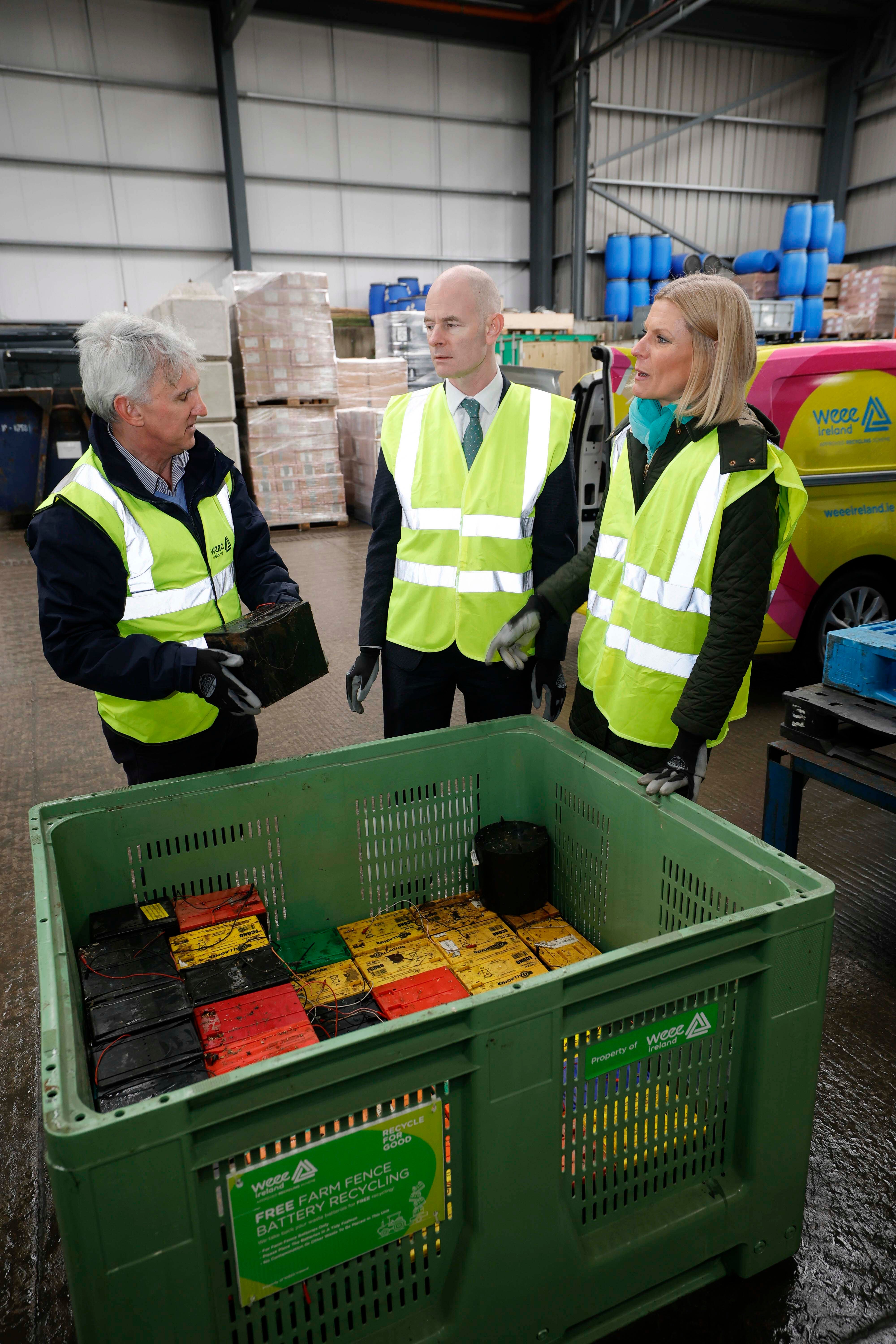 L-R: Leo Donovan, chief executive of WEEE Ireland, Minister of State at the Department of the Environment, Climate and Communications, Ossian Smyth and Minister of State at the Department of Agriculture, Food and the Marine, Pippa Hackett Image: Conor McCabe Photography