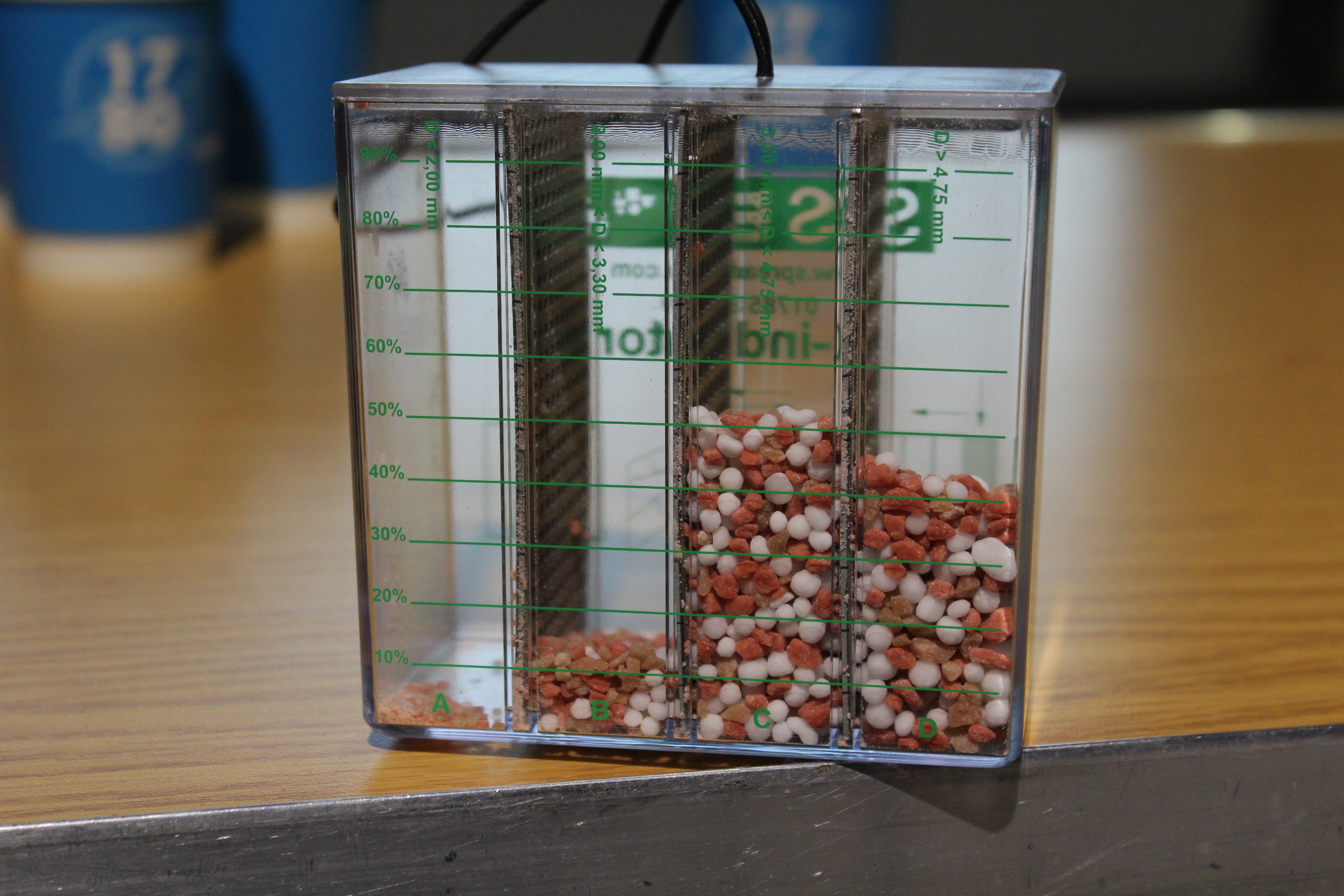 Assessing the size distribution within a fertiliser sample is important