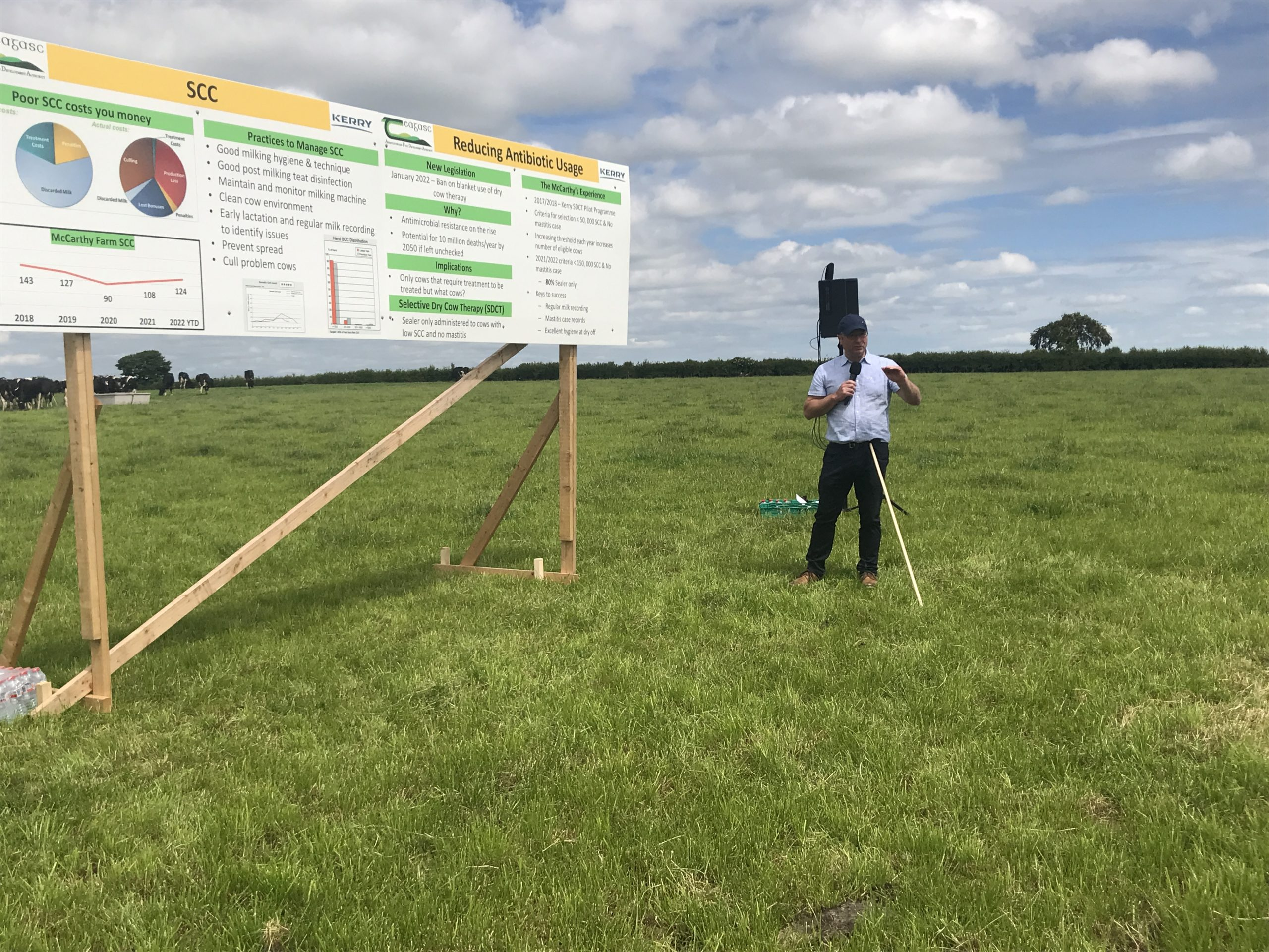 Don Crowley speaking at the NDC milk quality awards farm walk last June
