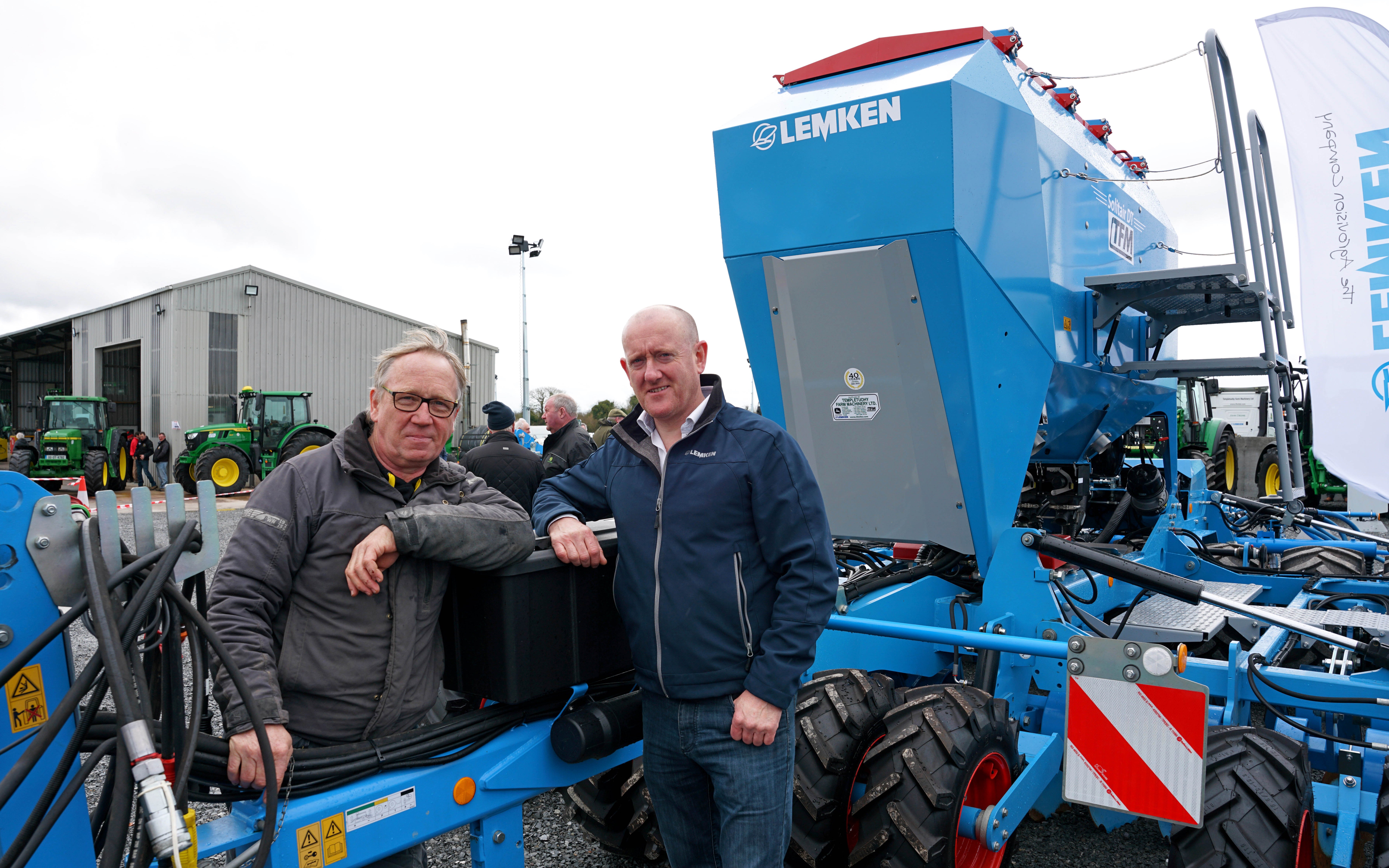 John Hughes (left), chairman of the FCI and Derek Delahunty of Lemken with the Solitair DT drill