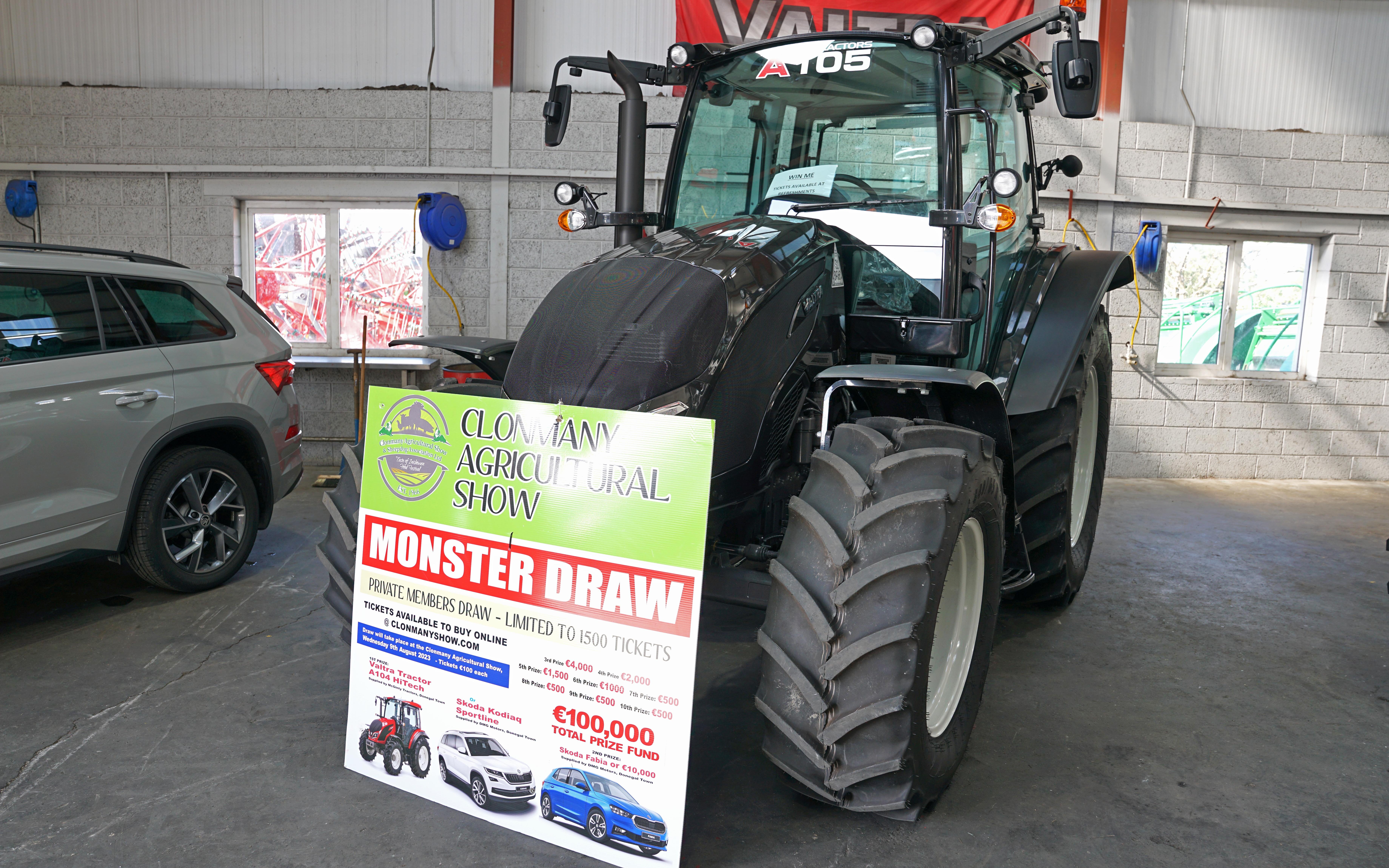 Clonmany Agricultural Show has a Valtra A105m, supplied by McGinty Tractors, as first prize in its draw