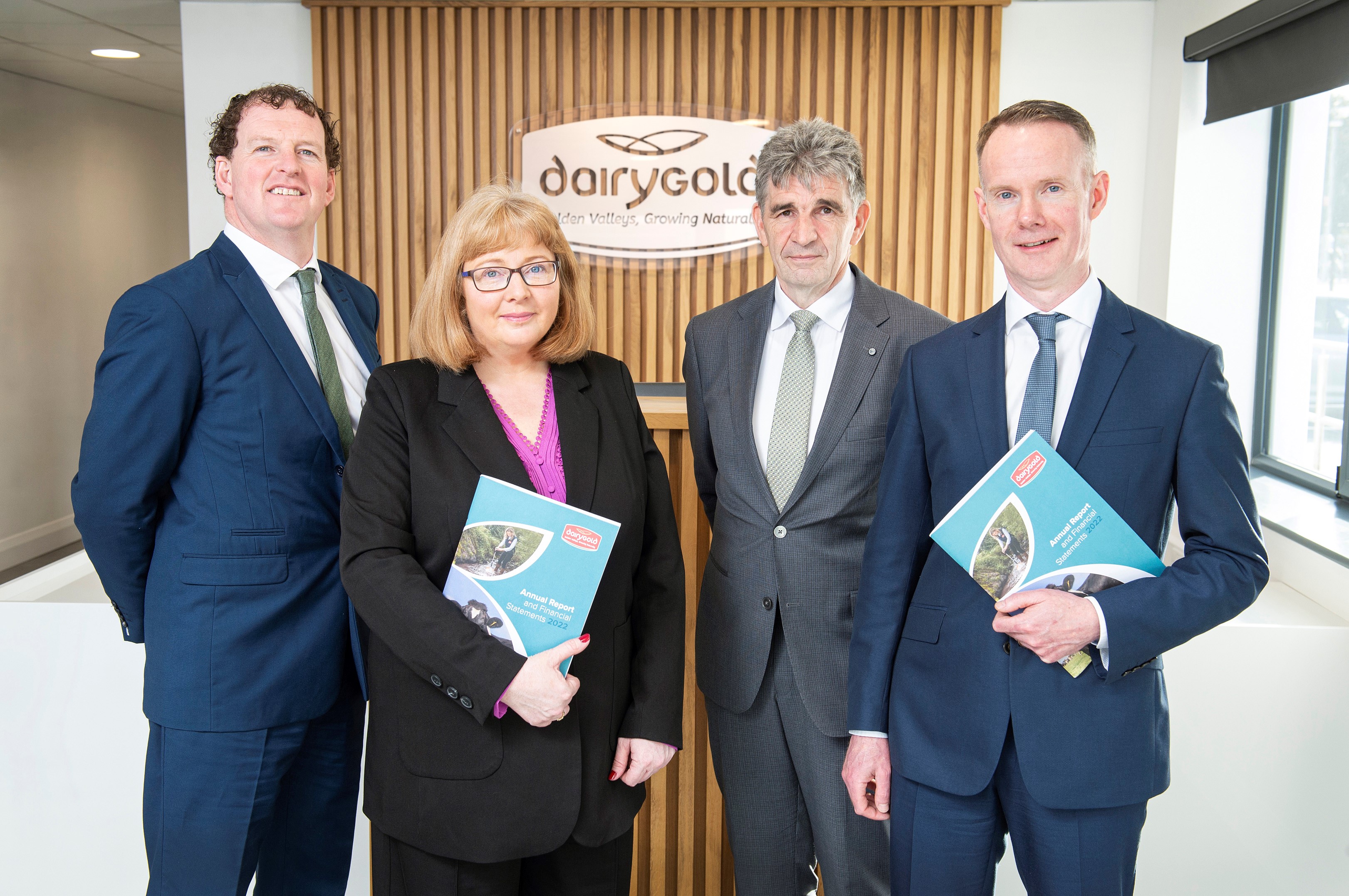 Announcing the Dairygold 2022 annual results: Seán O’Brien, chair, Ann Fogarty, group company secretary, Michael Harte, chief financial officer and Conor Galvin, chief executive