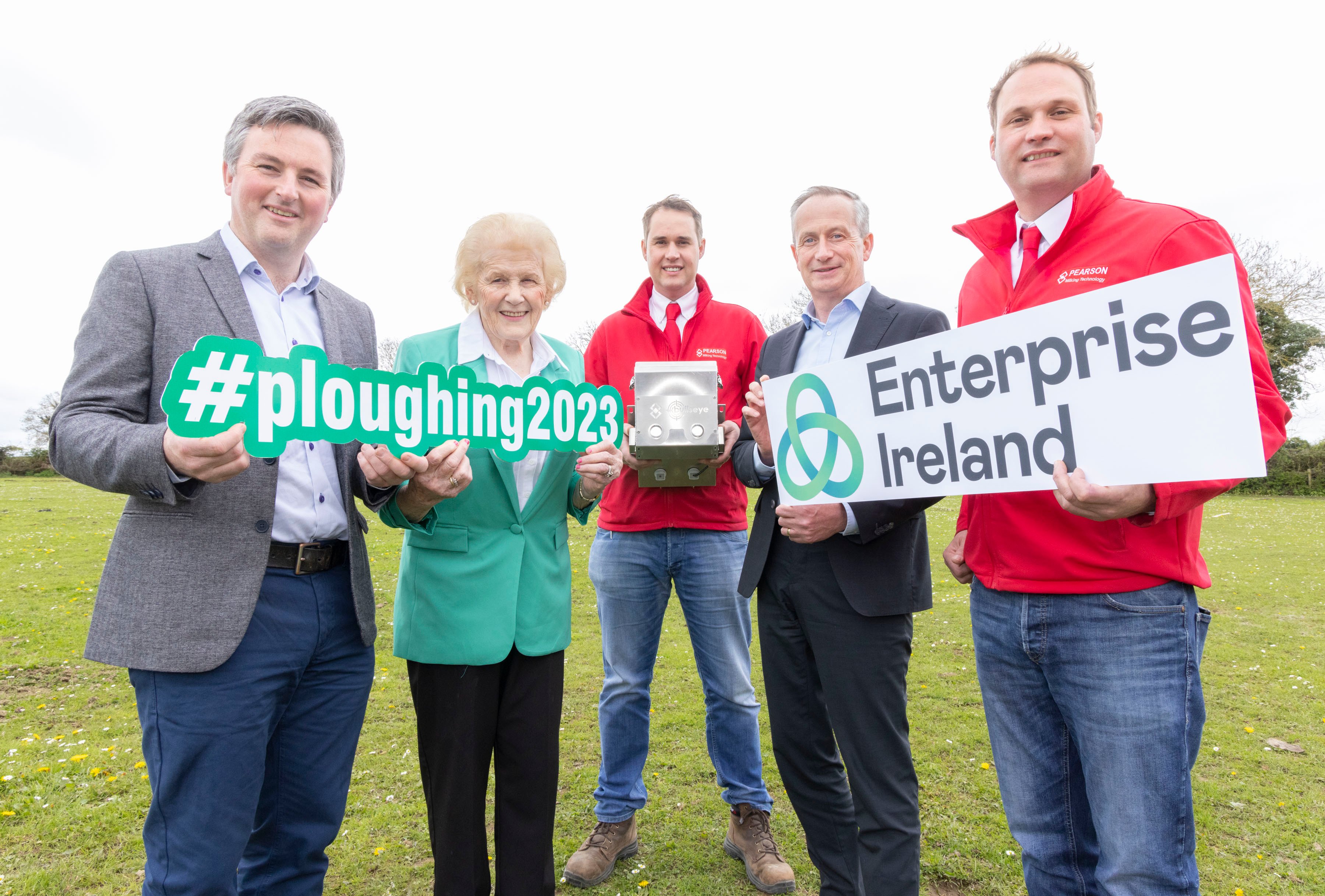 Pictured at the launch of the Enterprise Ireland Innovation Arena at the National Ploughing Championships: (L-R) James Maloney, senior development adviser, Enterprise Ireland; Anna May McHugh, National Ploughing Association managing director; &nbsp;Lloyd Pearson, Pearson Milking Technology; Leo Clancy, CEO, Enterprise Ireland; and David Pearson, Pearson Milking Technology