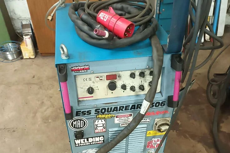 Several welders are available including this TIG unit, a ESS Squarearc 306 30G