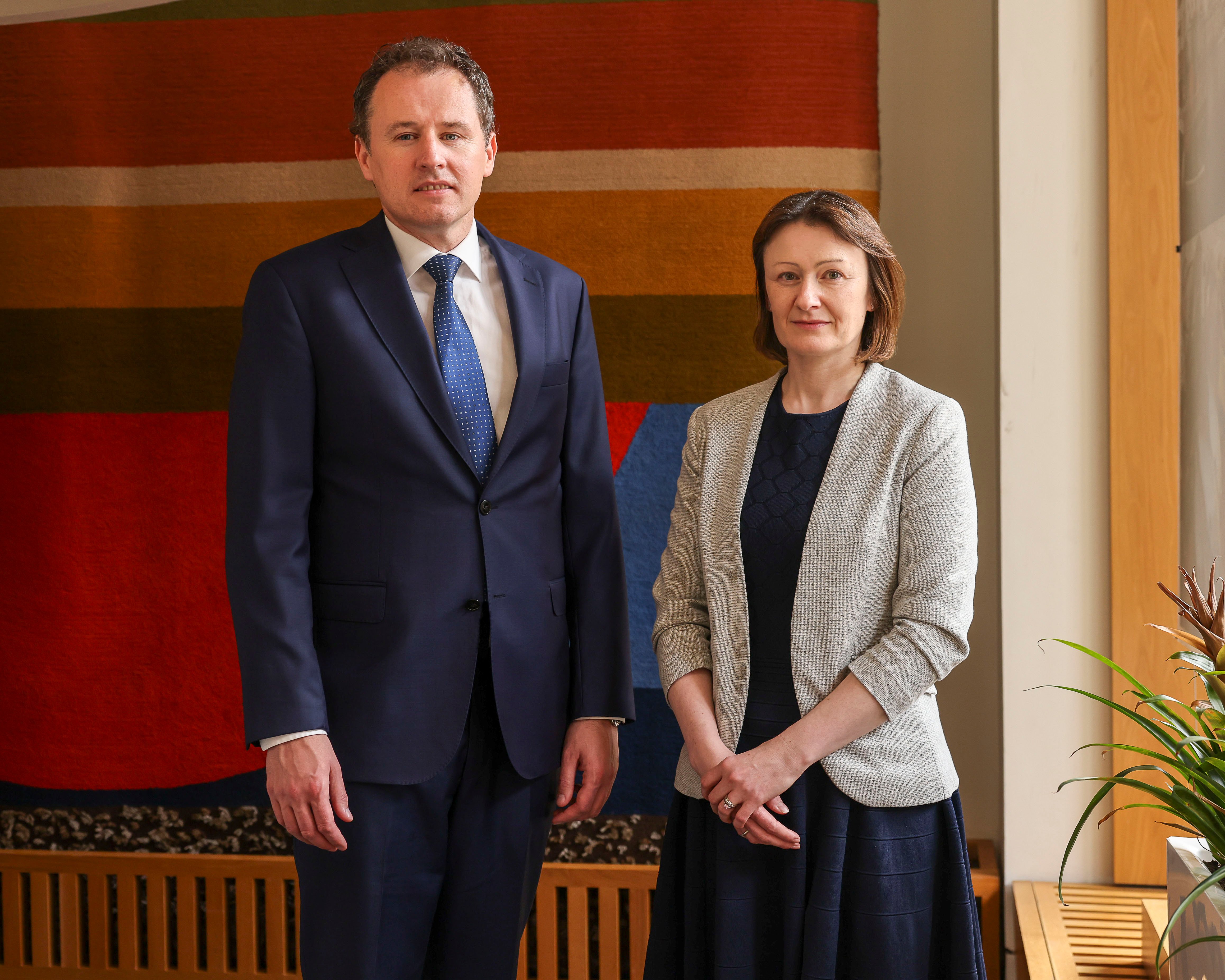 Minister for Agriculture, Food and the Marine, Charlie McConalogue and CEO designate for An Rialálaí Agraibhia, (The Agri-Food Regulator), Niamh Lenehan. Image: Fennell Photography 2023