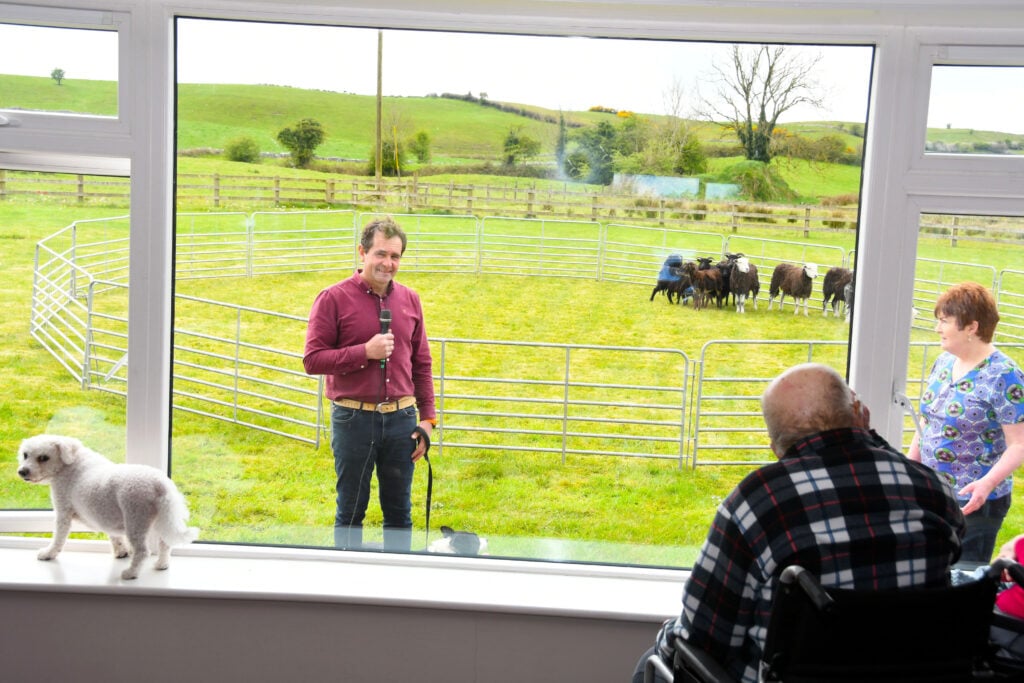 Ave Maria Nursing Home sheepdog exhibition with Paul Walker, Newport Shepards, Owen 'Jimmy' Bradley, Anne Feeney and Belle. Image: John O'Grady