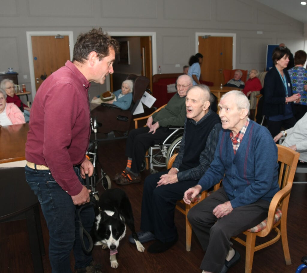 Ave Maria nursing home sheepdog exhibition with Paul Walker and Birch the dog, John Luby and Michael Egan. Image: John O'Grady