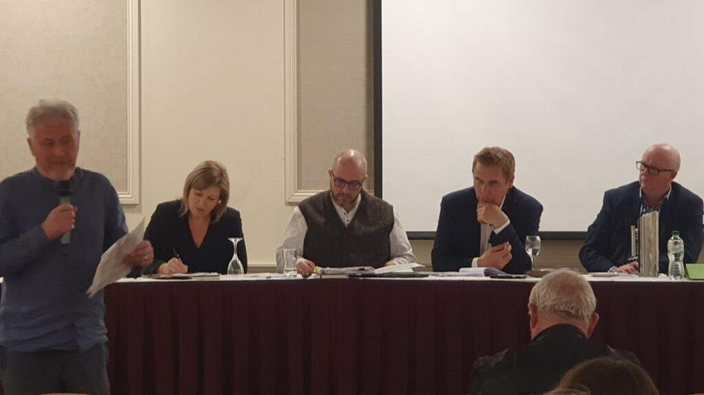 L-R: Liam Scollan formerly WDC and Knock Airport; Rose Conway-Walsh T.D; MEP Chris MacManus; Vincent Roddy, INHFA; Cllr. Gerry Murray