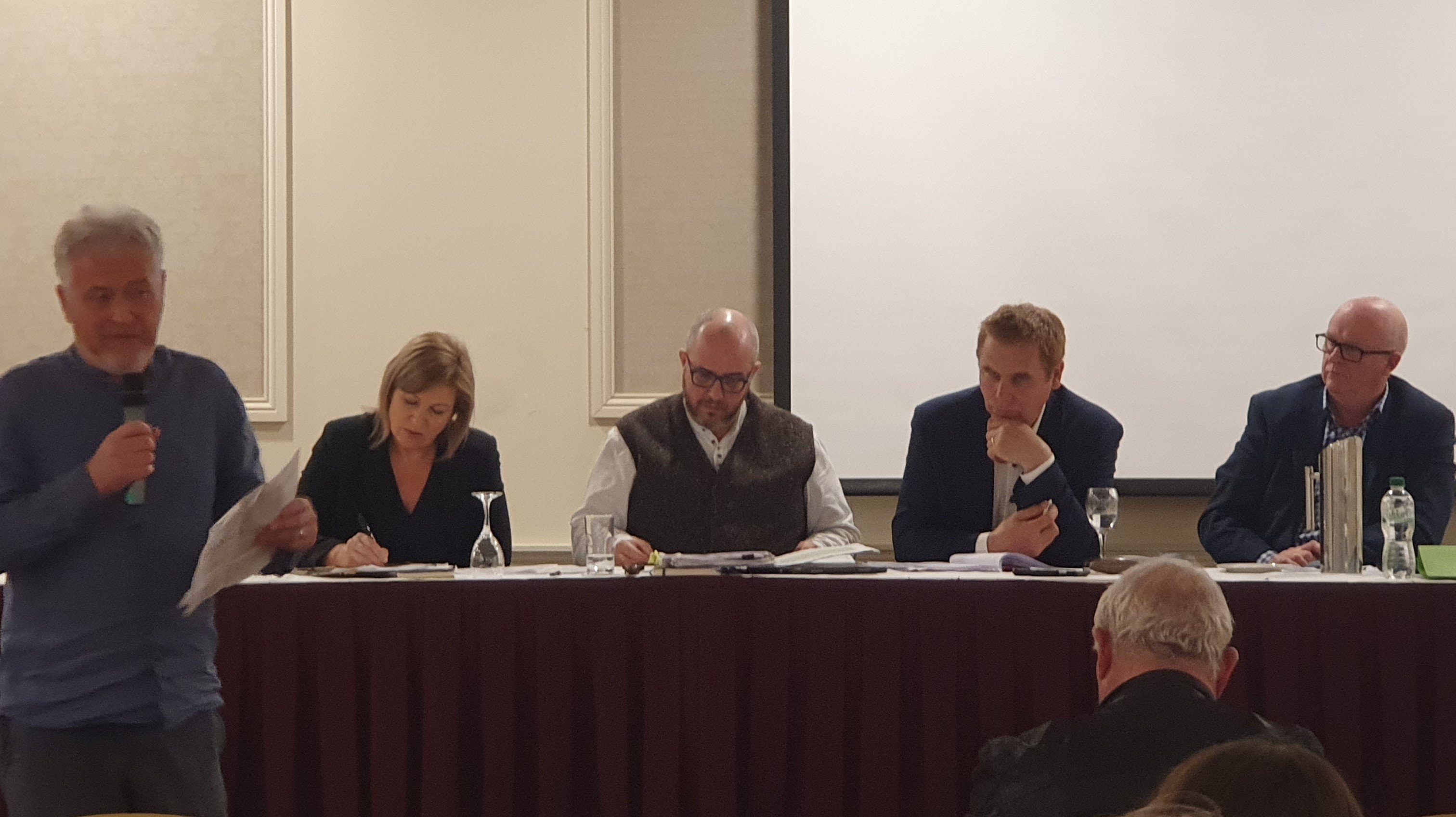 L-R: Liam Scollan formerly WDC and Knock Airport; Rose Conway-Walsh T.D; MEP Chris MacManus; Vincent Roddy, INHFA; Cllr. Gerry Murray