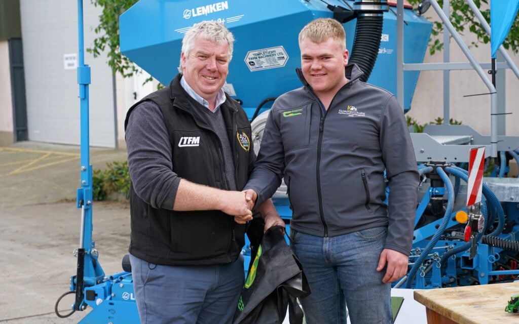 Sam Ennis (right) is congratulated as runner up by David Murphy of TFM