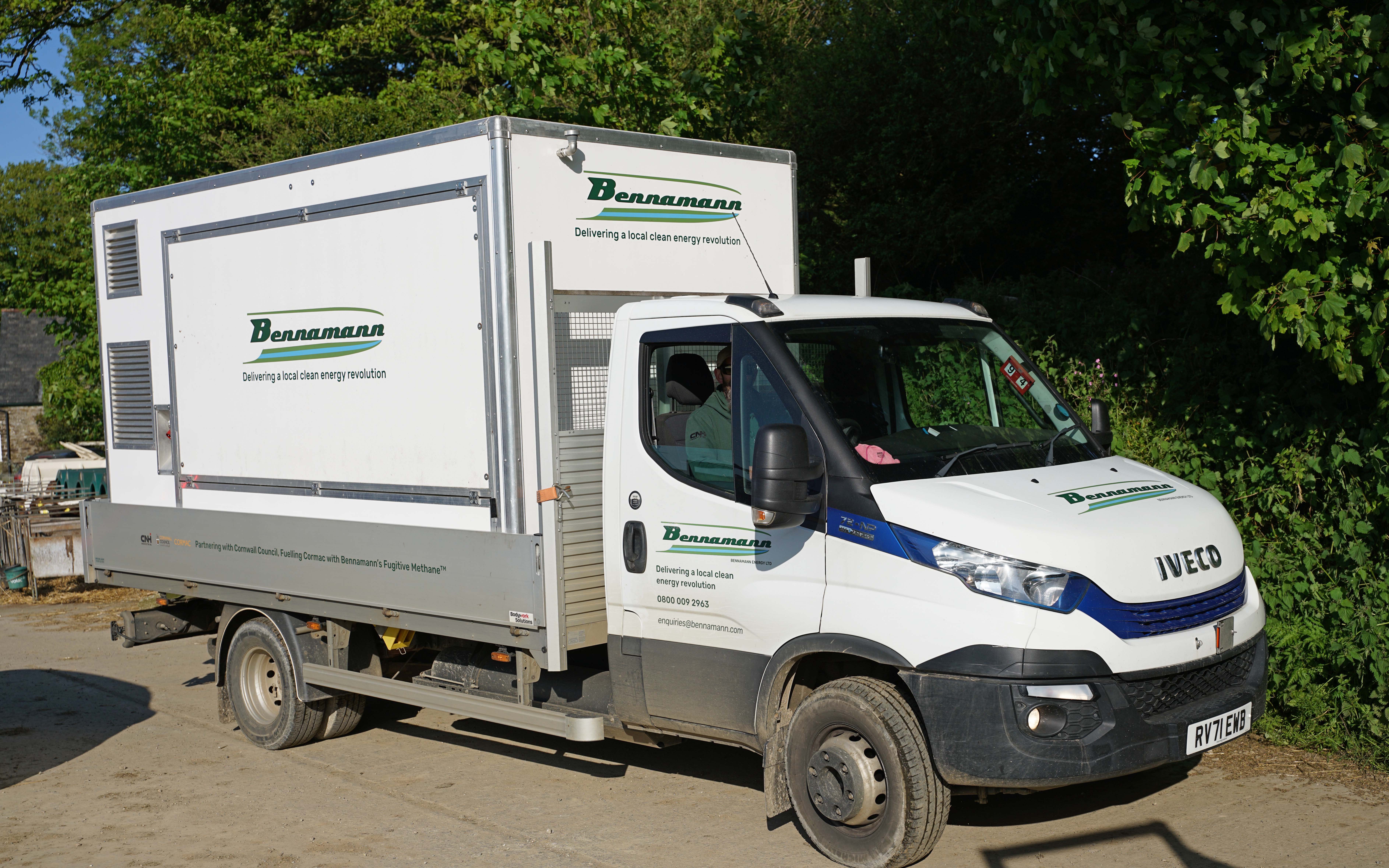 The biocycle unit is portable and is taken to each farm by van where it may remain for a day or two before being moved on to the next