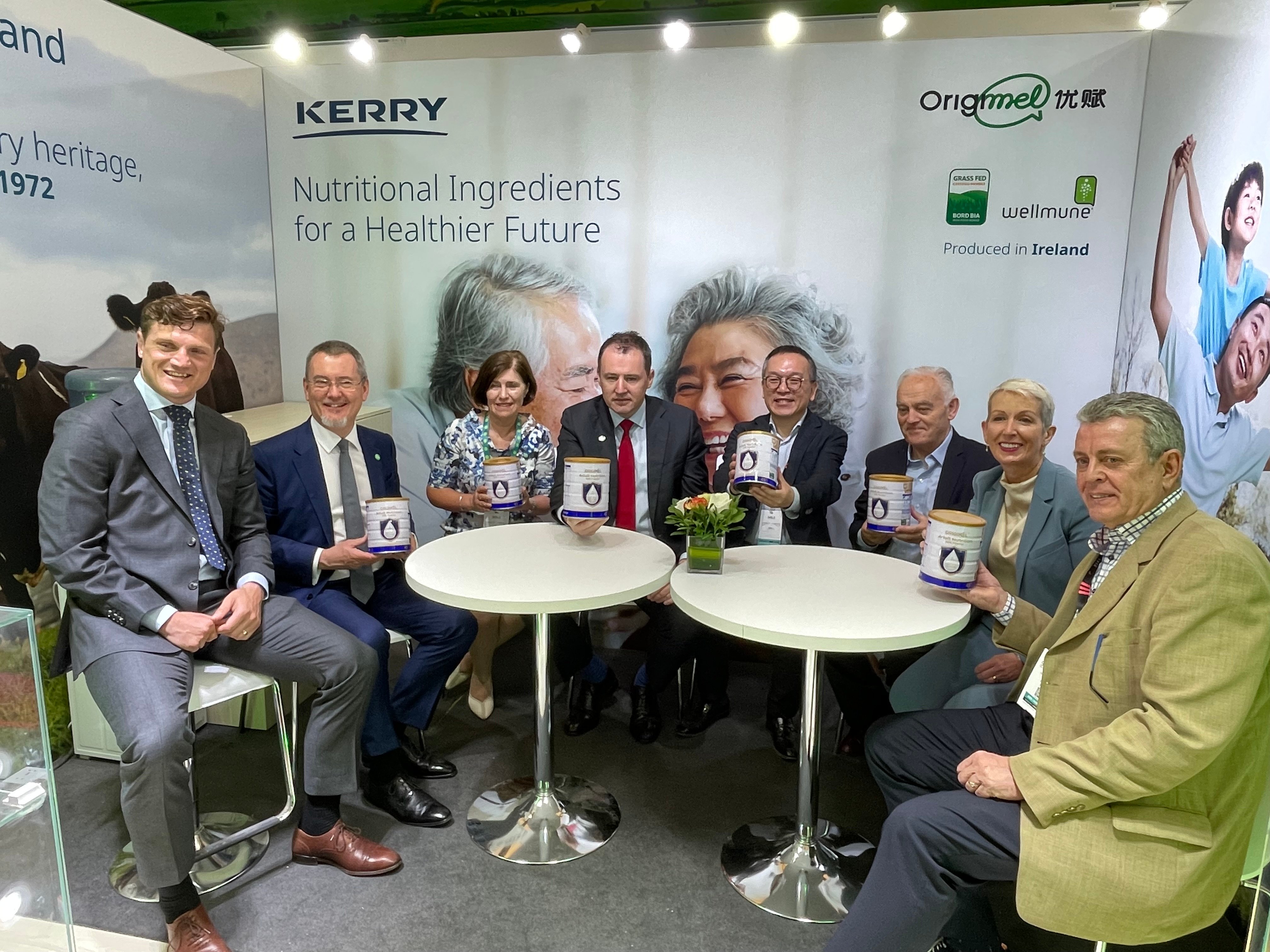 Minister for Agriculture, Food and the Marine, Charlie McConalogue (centre) at the Origimel showcase at SIAL Shanghai