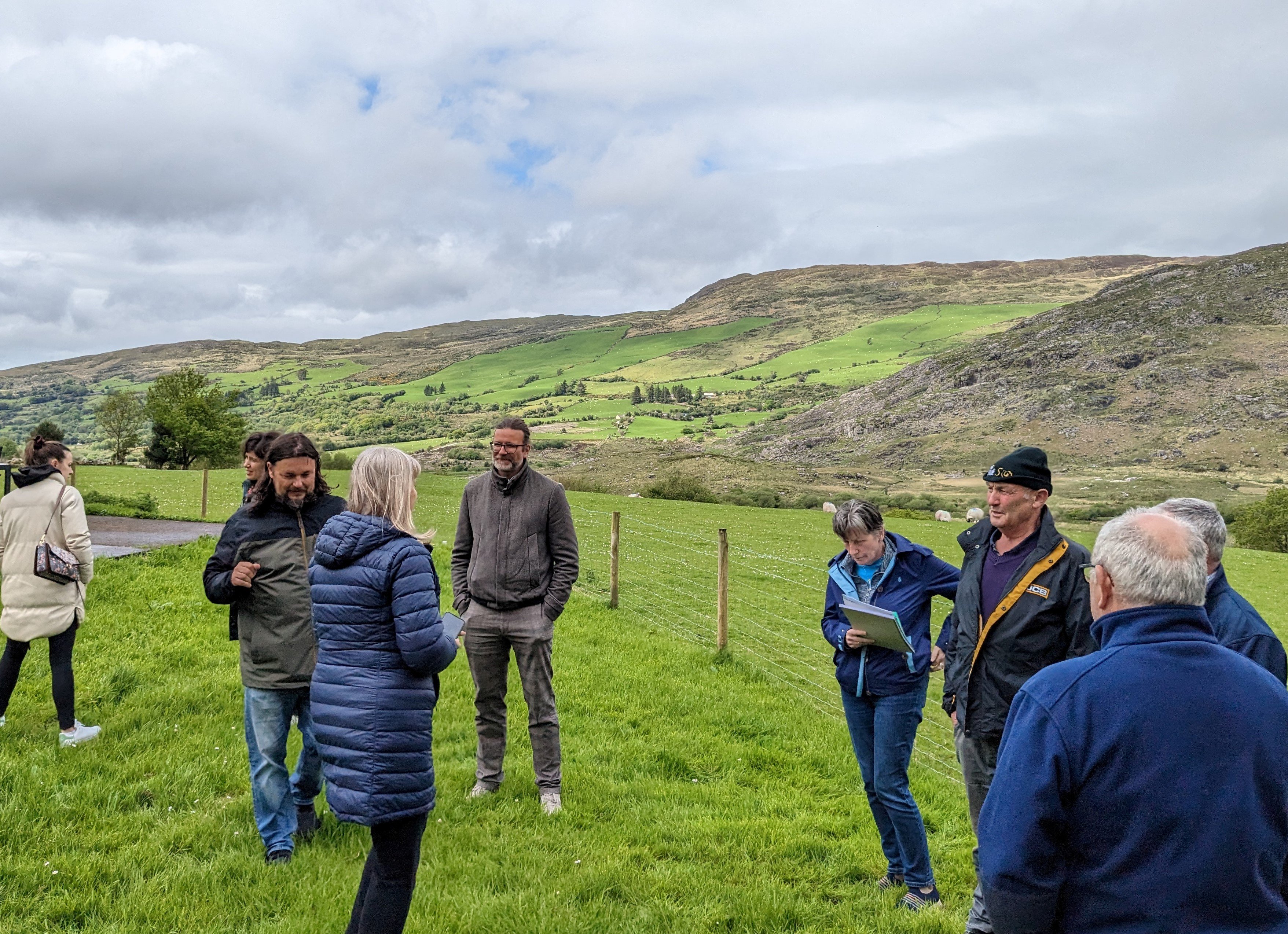 European visitors at O'Sullivan's farm Glencar as part of the EU-funded project, FarmElder Image: Dermot Carroll (TUS)
