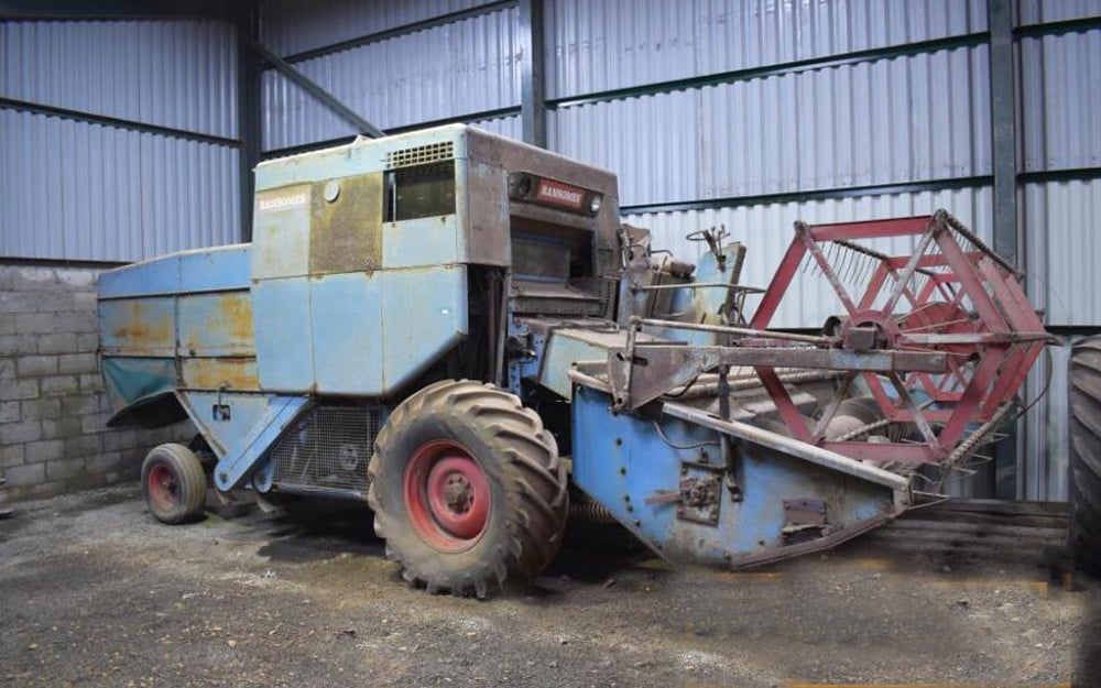 Ransomes Cavalier 2800A combine harvester. Powered by a Perkins 90hp P6 diesel engine, it pioneered the tidier 'square' styling of  modern combines