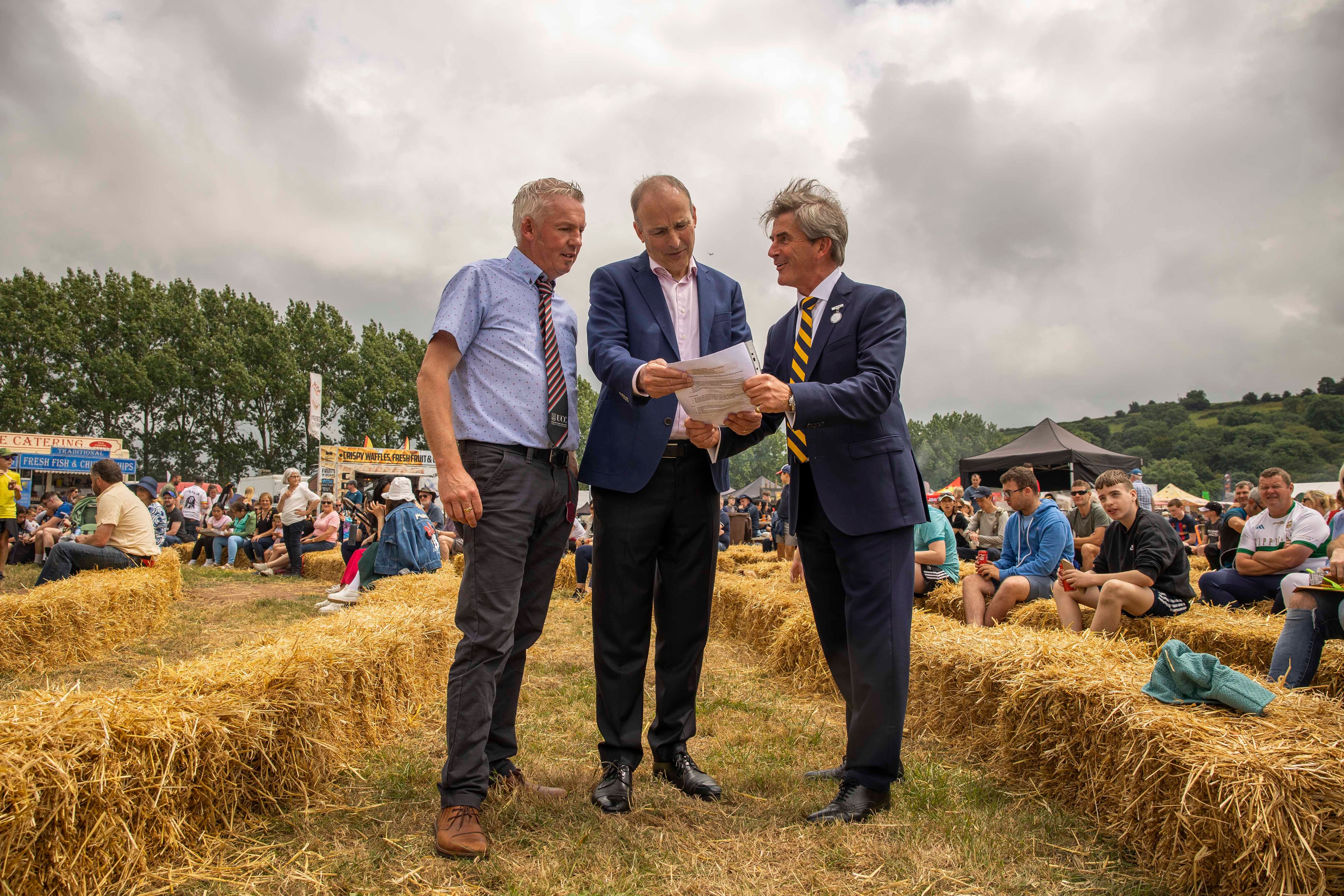 Prof. Frank Buckley, head of discipline of agricultural science at UCC, Tánaiste Micheál Martin and Munster Agricultural Society (MAS) president, Robert Harkin at Cork Summer Show. Image: Clare Krogh