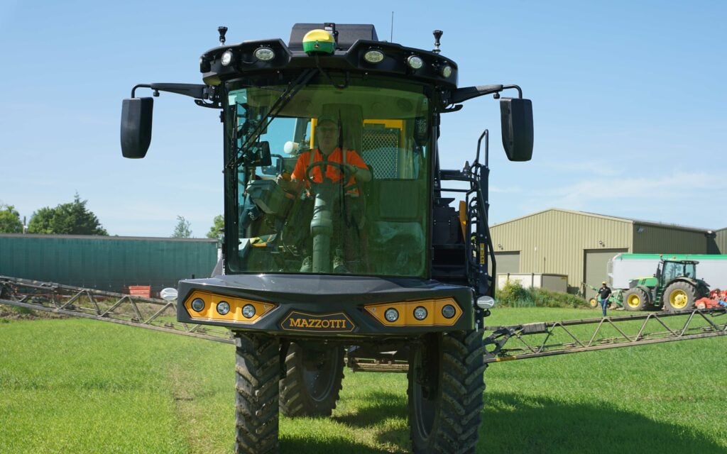 The Starfire receiver is mounted on the roof of every machine that is working in the field