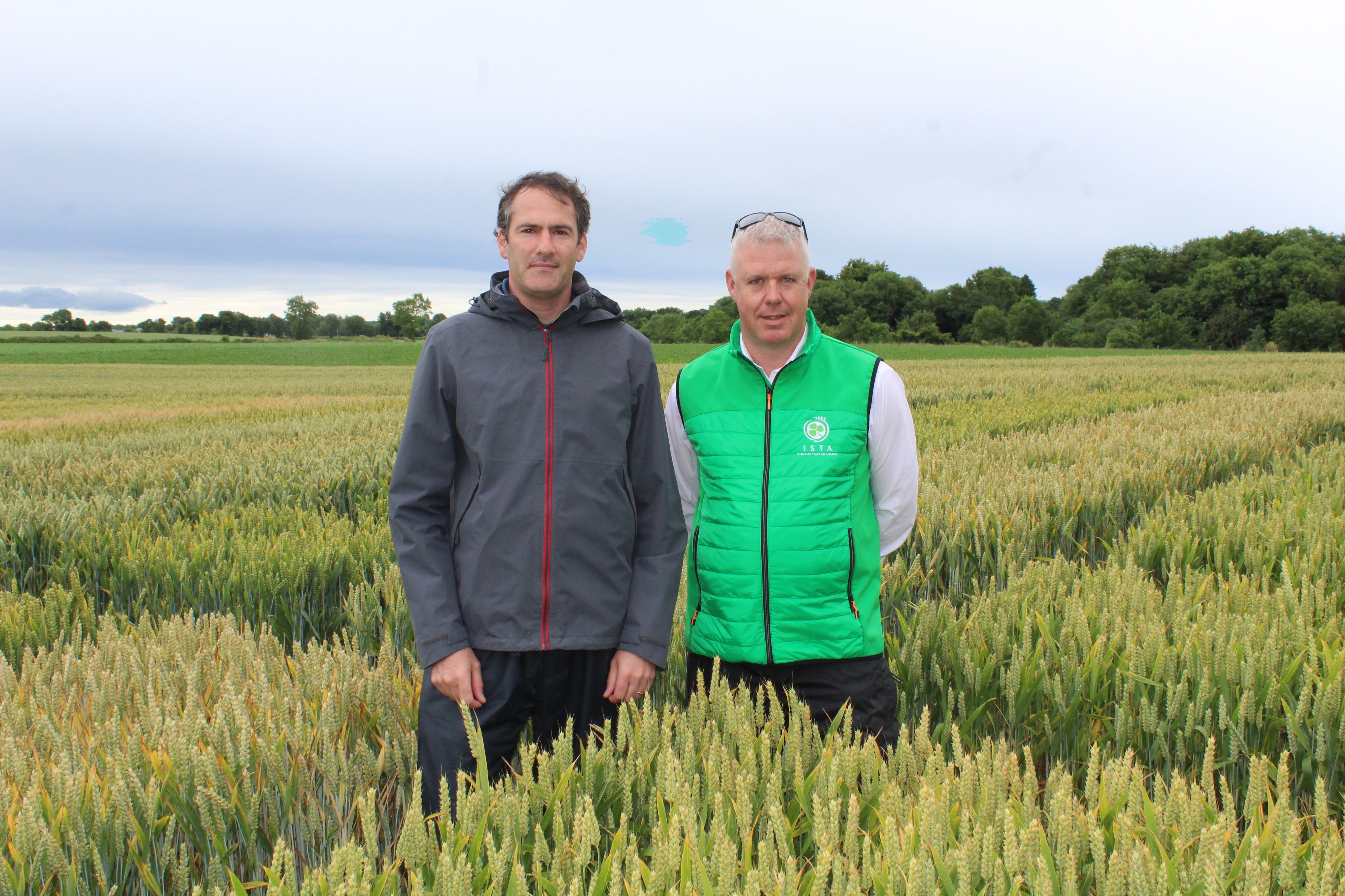 At the National Crop Variety Trials open day (L-R): Teagasc's Dr. Stephen Kildea and Donal Fitzgerald, from Goldcrop