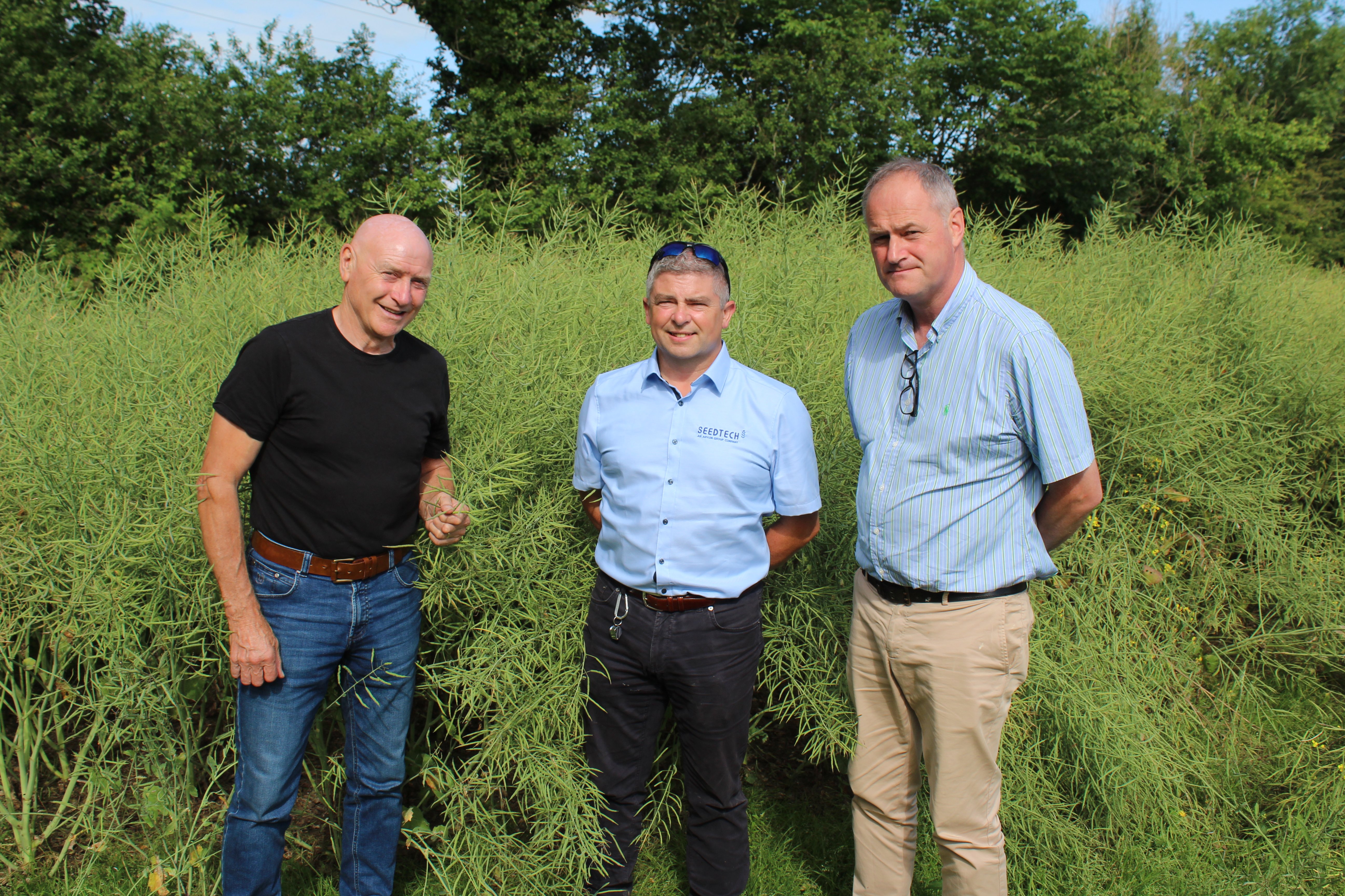 Chatting at the Seedtech open day (l-r): Mike Walsh, SETU Waterford; Tim O'Donovan, Seedtech; and John Martin, Centenary Thurles Co-op