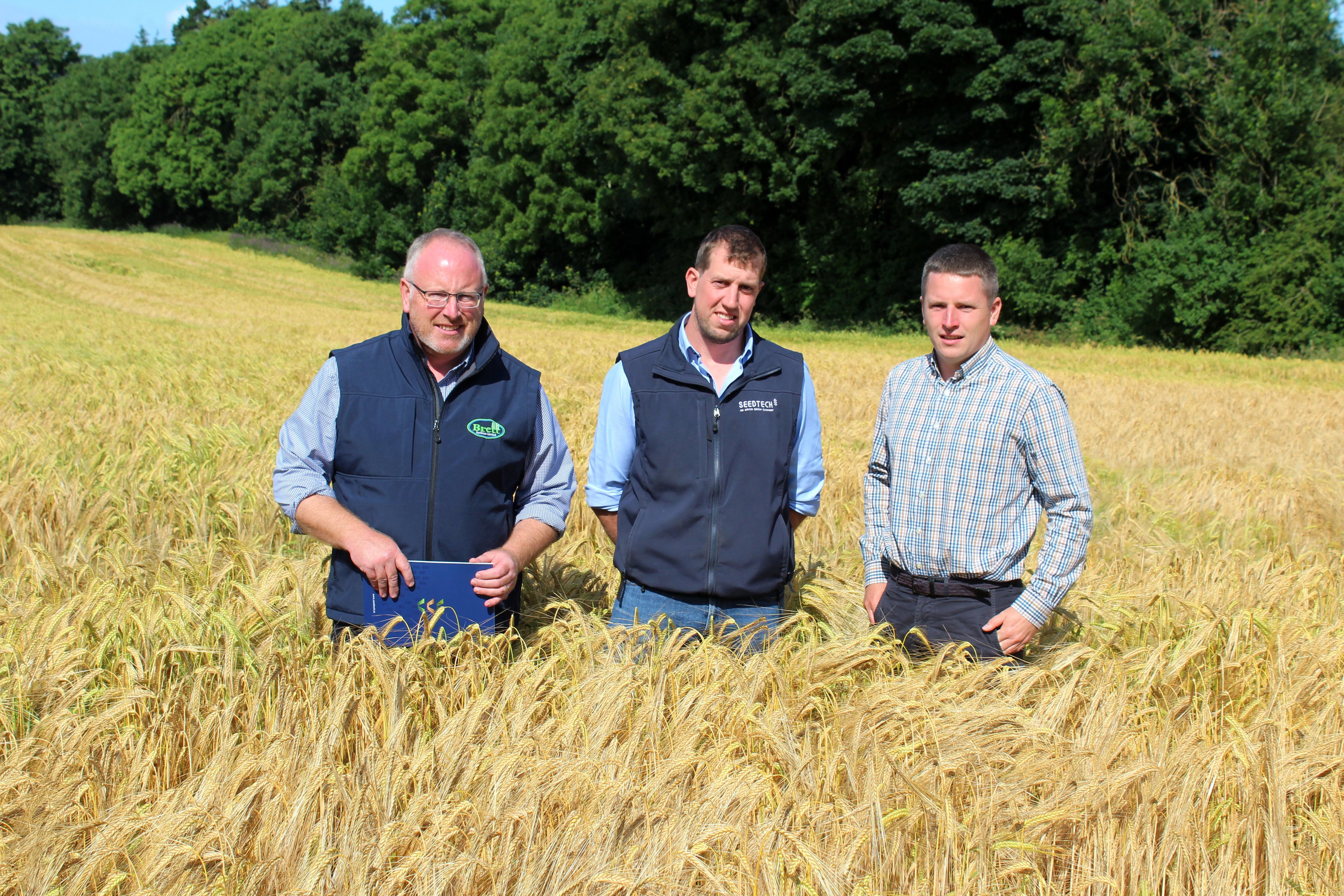 Assessing a crop of fast-ripening Orcade winter barley at Faithlegg (l-r): Michael Foley, Brett Brothers; Daniel Norris, Seedtech; and Richard Lynch, NAD