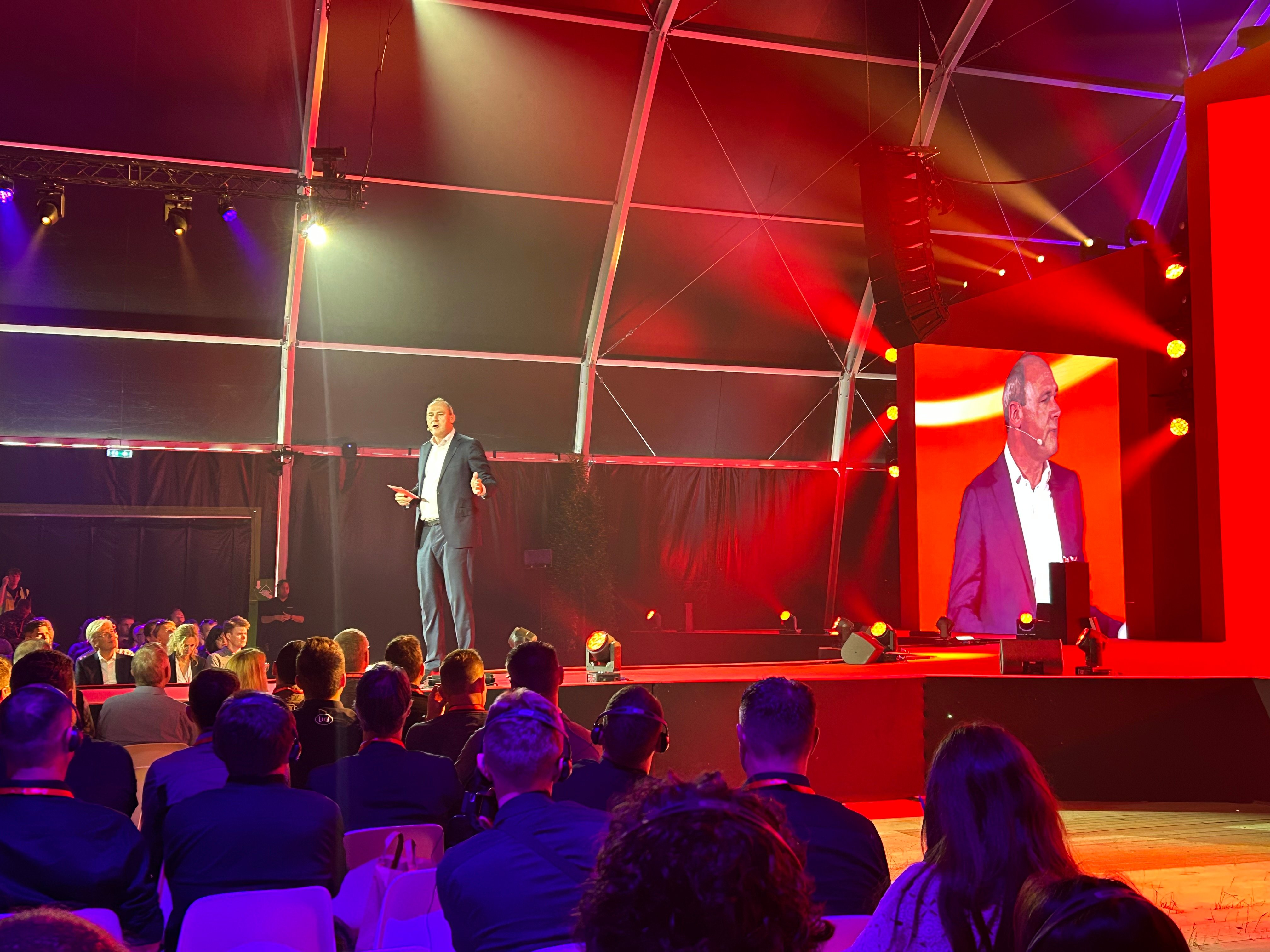 CEO of Lely Andre van Troost speaking at the event